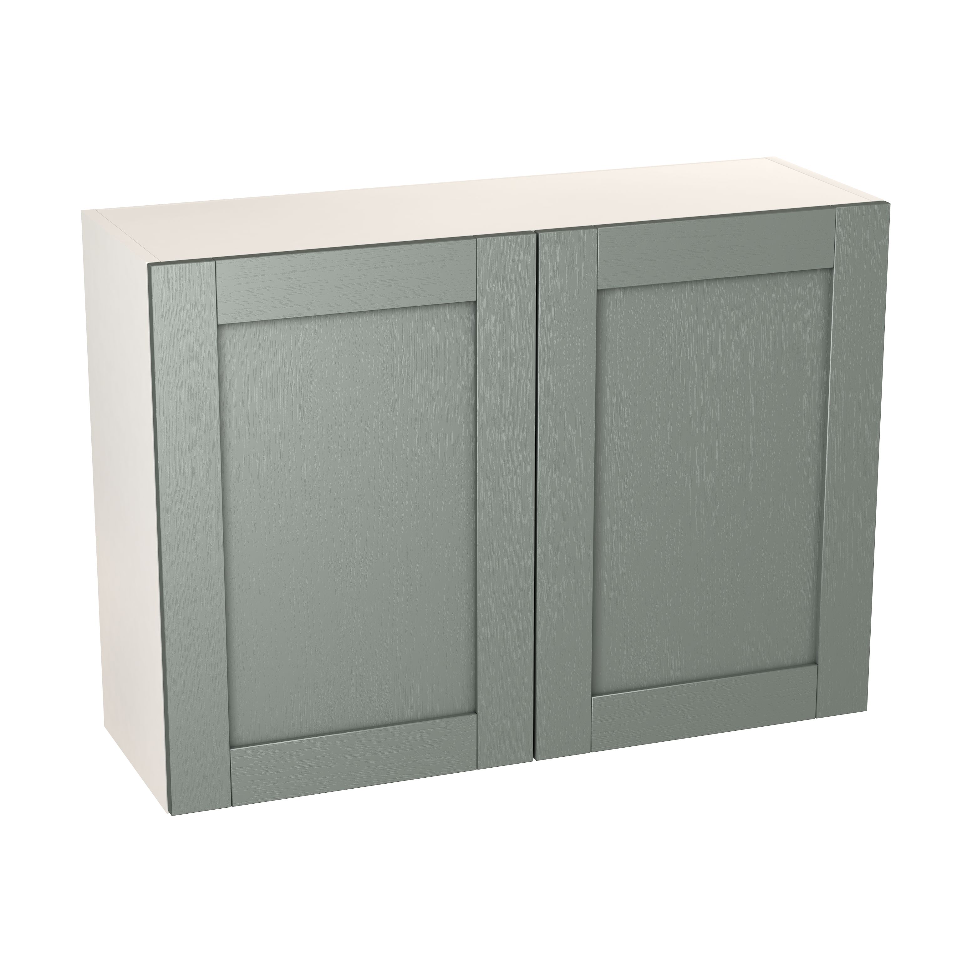 GoodHome Alpinia Matt green wood effect Wall Kitchen cabinet (W) 1000mm (H)720mm