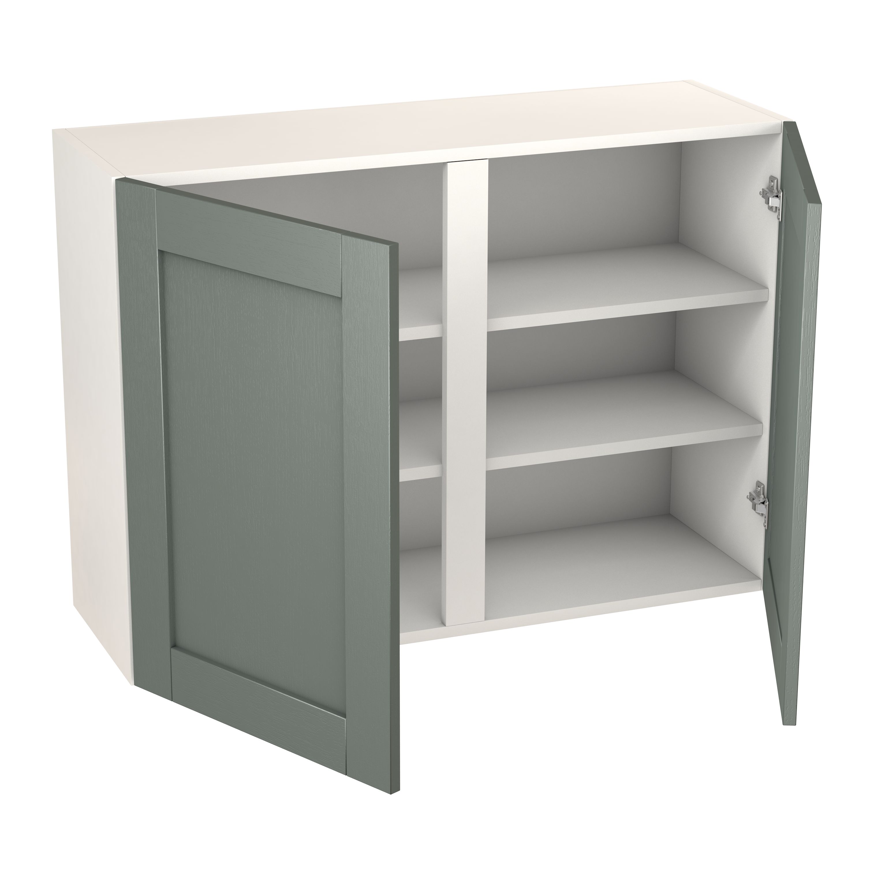 GoodHome Alpinia Matt green wood effect Wall Kitchen cabinet (W) 1000mm (H)720mm