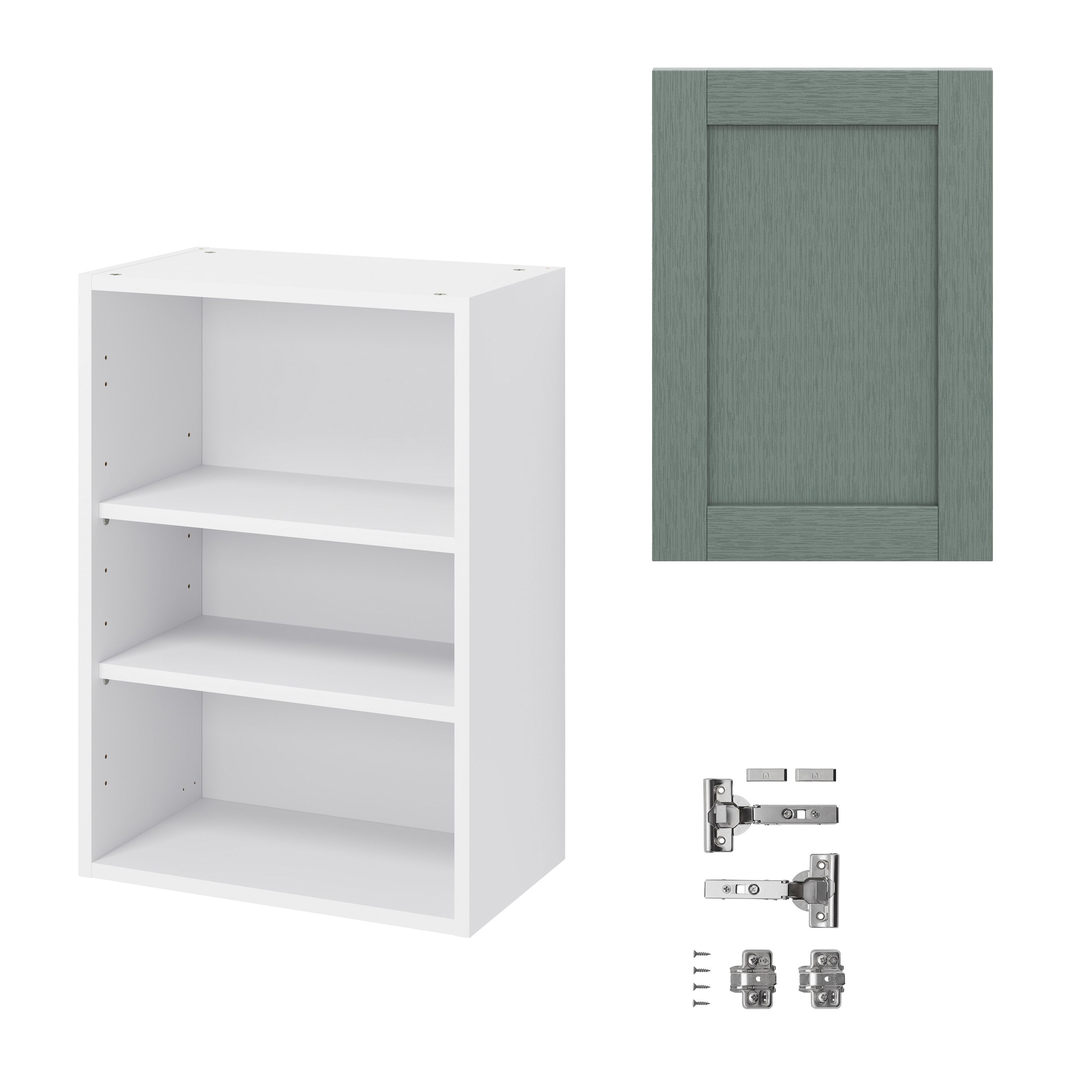 GoodHome Alpinia Matt green wood effect Wall Kitchen cabinet (W) 500mm (H)720mm