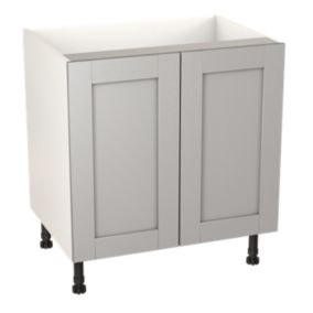 GoodHome Alpinia Matt grey painted wood effect shaker Base Kitchen cabinet (W)800mm (H)720mm