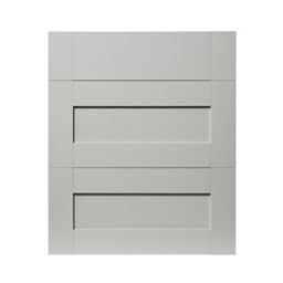 GoodHome Alpinia Matt grey painted wood effect shaker Drawer front (W)600mm, Pack of 3