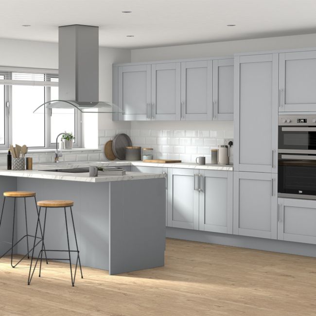GoodHome Alpinia Matt grey wood effect 3 Drawer Set Base Kitchen cabinet (W) 600mm (H)720mm
