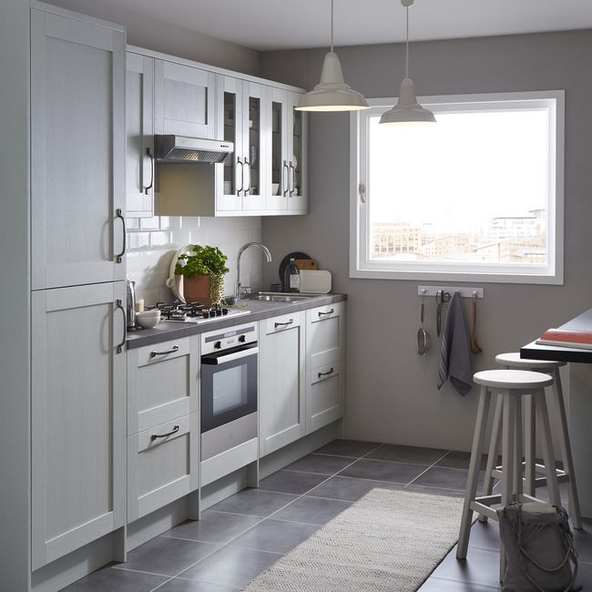 GoodHome Alpinia Matt grey wood effect 3 Drawer Set Base Kitchen cabinet (W) 600mm (H)720mm