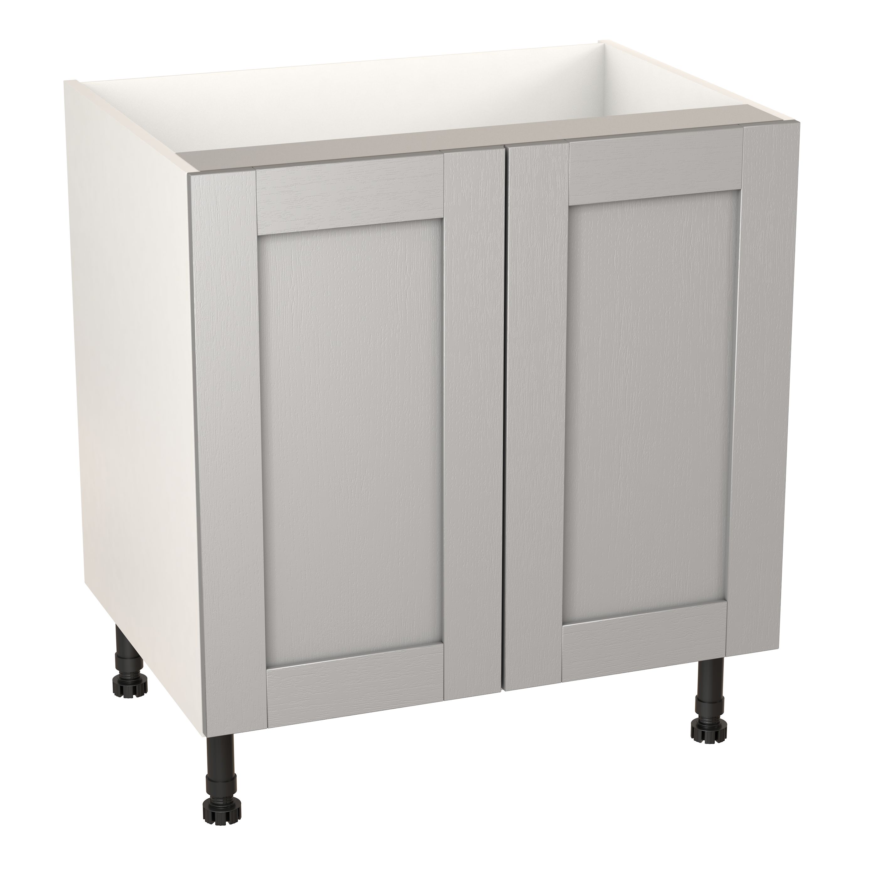 GoodHome Alpinia Matt grey wood effect Base Kitchen cabinet (W) 800mm ...