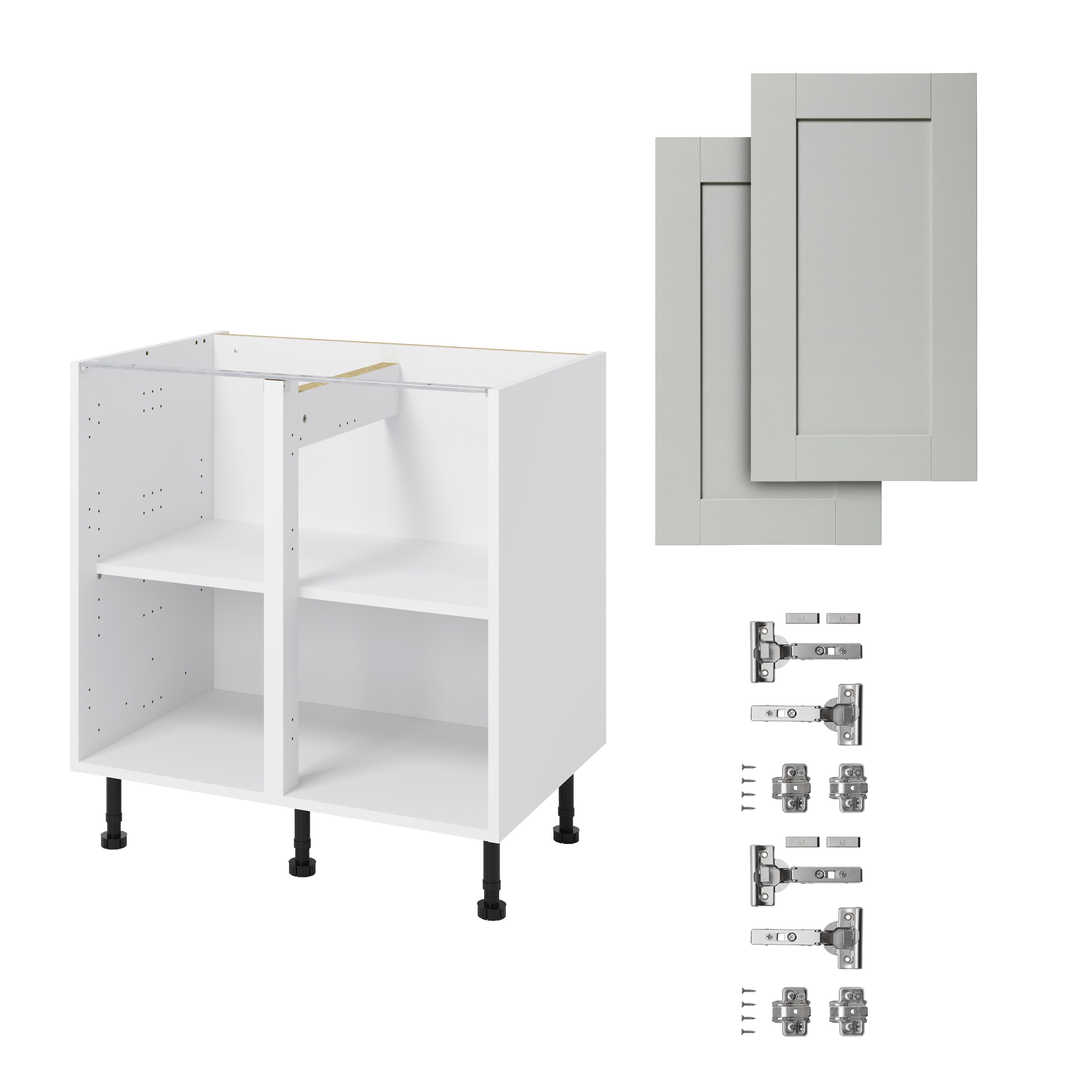 GoodHome Alpinia Matt grey wood effect Base Kitchen cabinet (W) 800mm (H)720mm