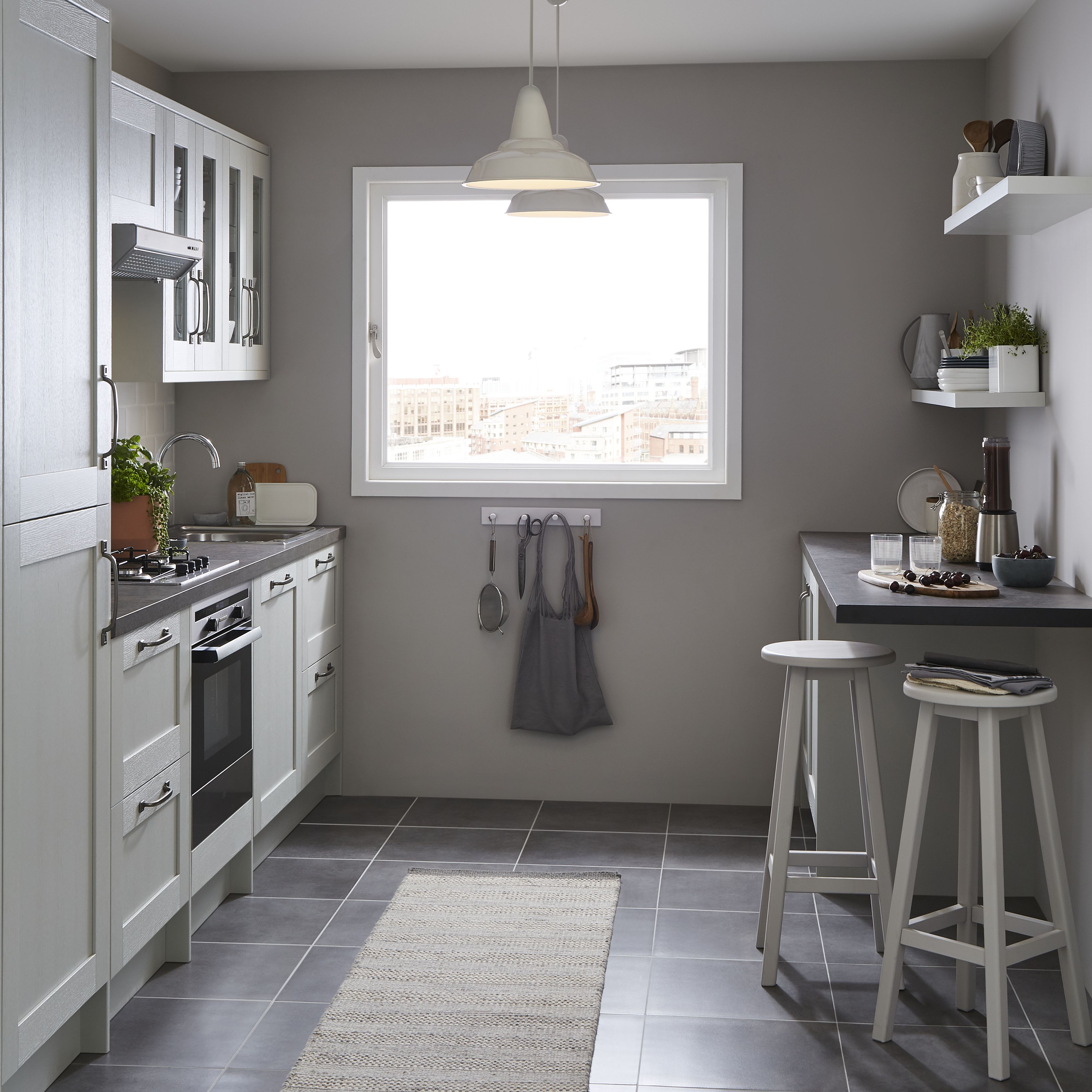 GoodHome Alpinia Matt grey wood effect Shaker 2 drawer front, bridging door & bi-fold door 800mm