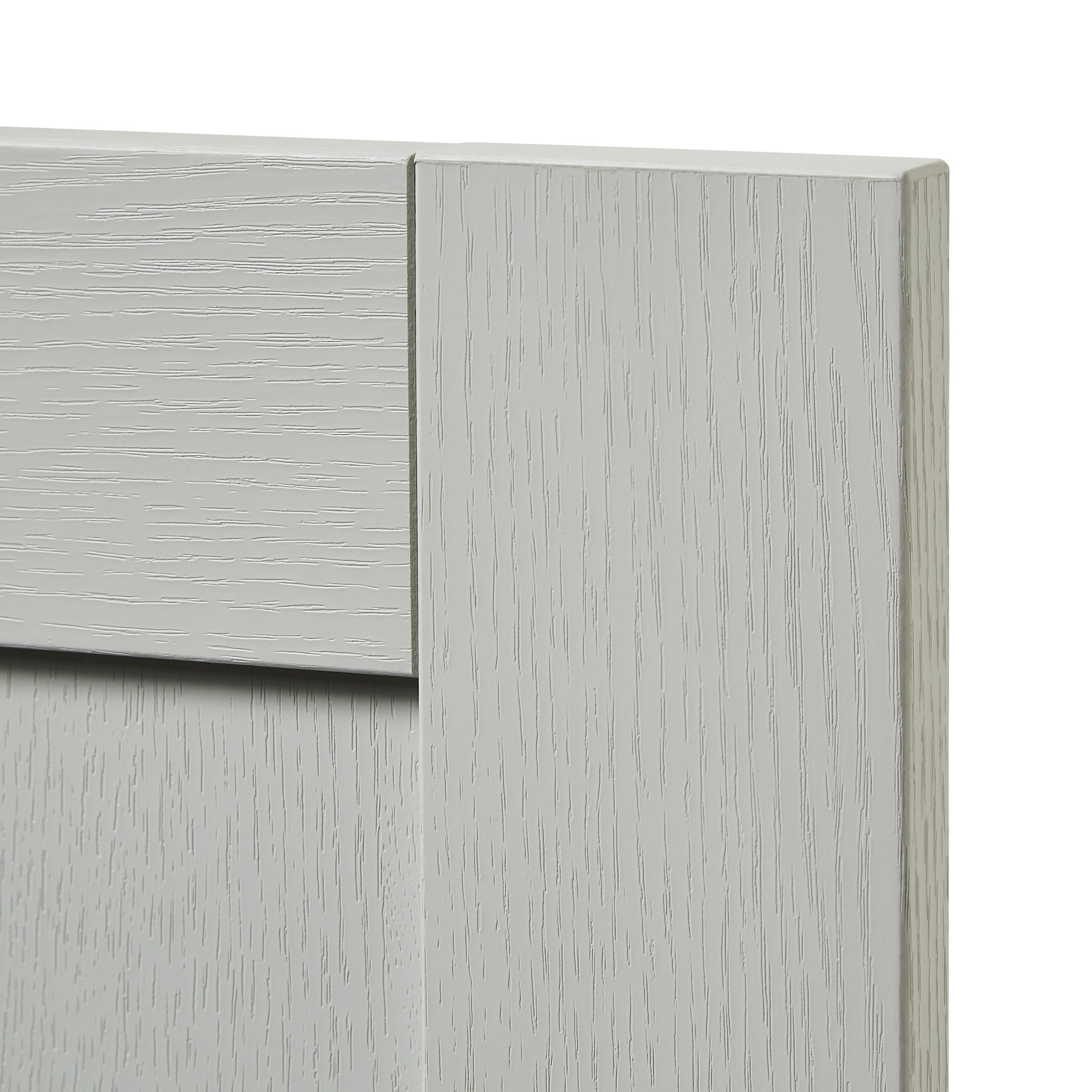 GoodHome Alpinia Matt grey wood effect Shaker 2 drawer front, bridging door & bi-fold door 800mm