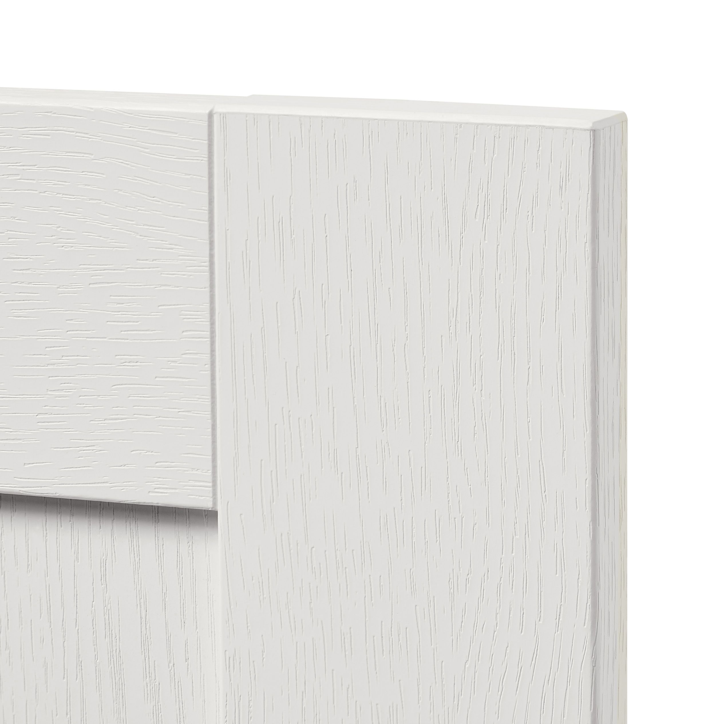 GoodHome Alpinia Matt ivory painted wood effect shaker 50:50 Larder Cabinet door (W)600mm (H)1001mm (T)18mm