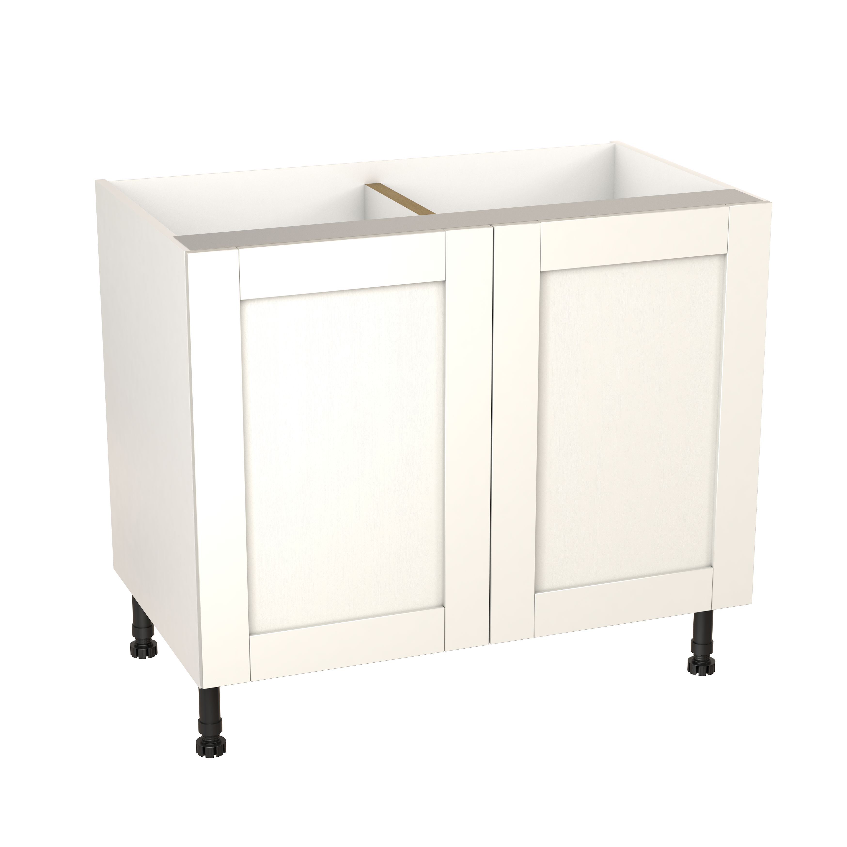 GoodHome Alpinia Matt ivory painted wood effect shaker Base Kitchen cabinet (W) 1000mm (H)720mm