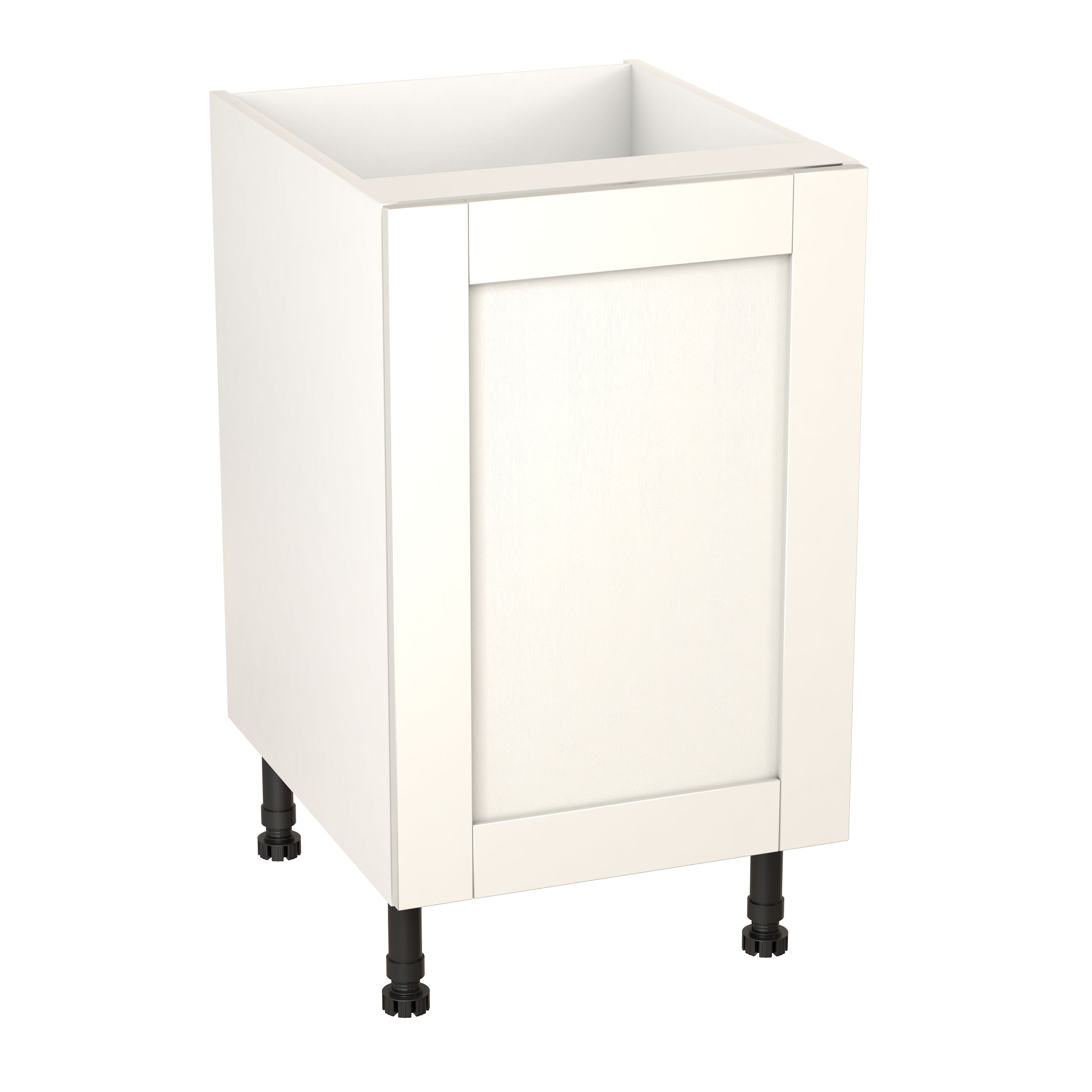 GoodHome Alpinia Matt ivory painted wood effect shaker Base Kitchen cabinet (W) 500mm (H)720mm