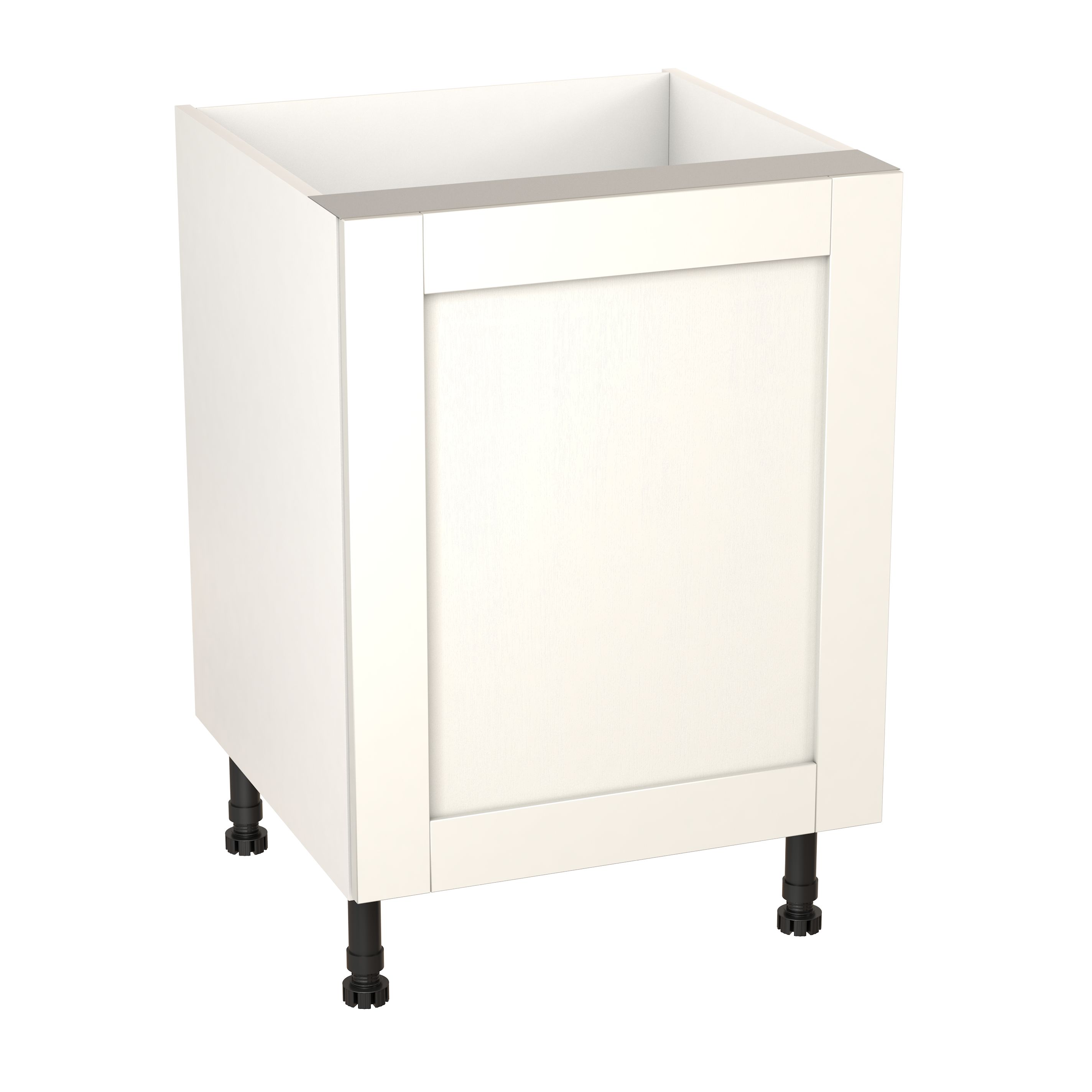 GoodHome Alpinia Matt ivory painted wood effect shaker Base Kitchen ...