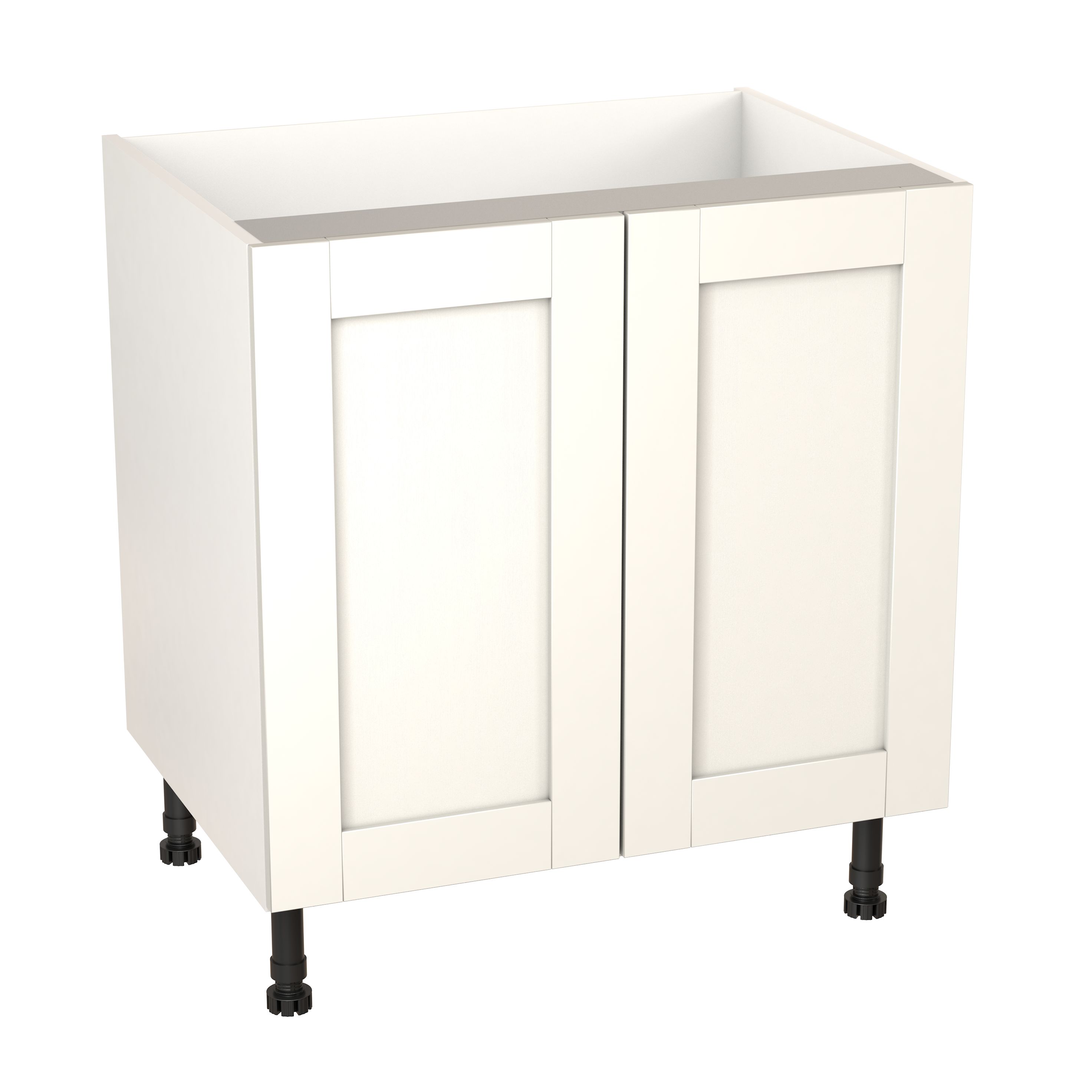 GoodHome Alpinia Matt ivory painted wood effect shaker Base Kitchen cabinet (W)800mm (H)720mm