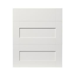 GoodHome Alpinia Matt ivory painted wood effect shaker Drawer front (W)600mm, Pack of 3