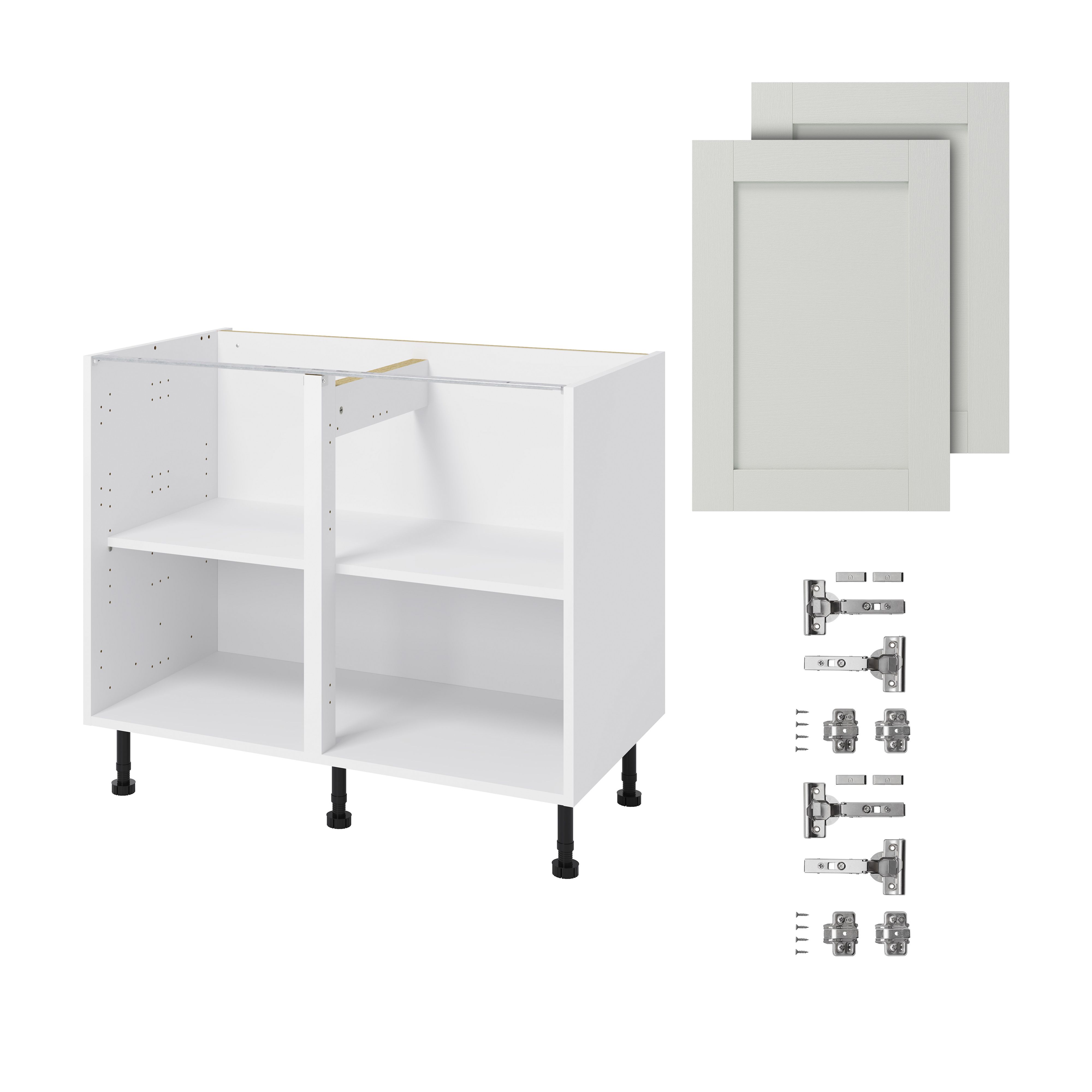 GoodHome Alpinia Matt ivory wood effect Base Kitchen cabinet (W) 1000mm (H)720mm