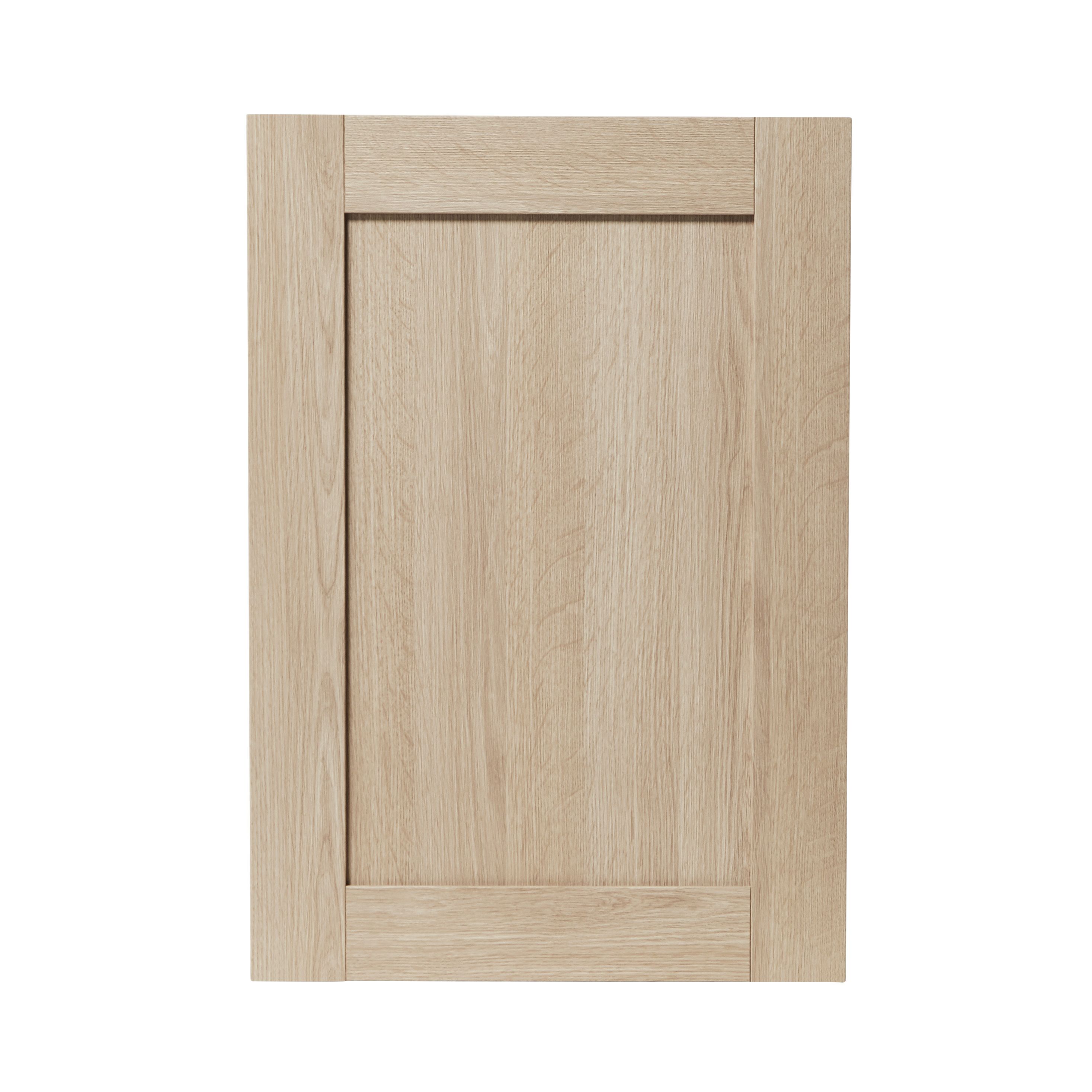 GoodHome Alpinia Matt natural light oak effect Shaker Highline Cabinet door (W)500mm (H)715mm (T)18mm
