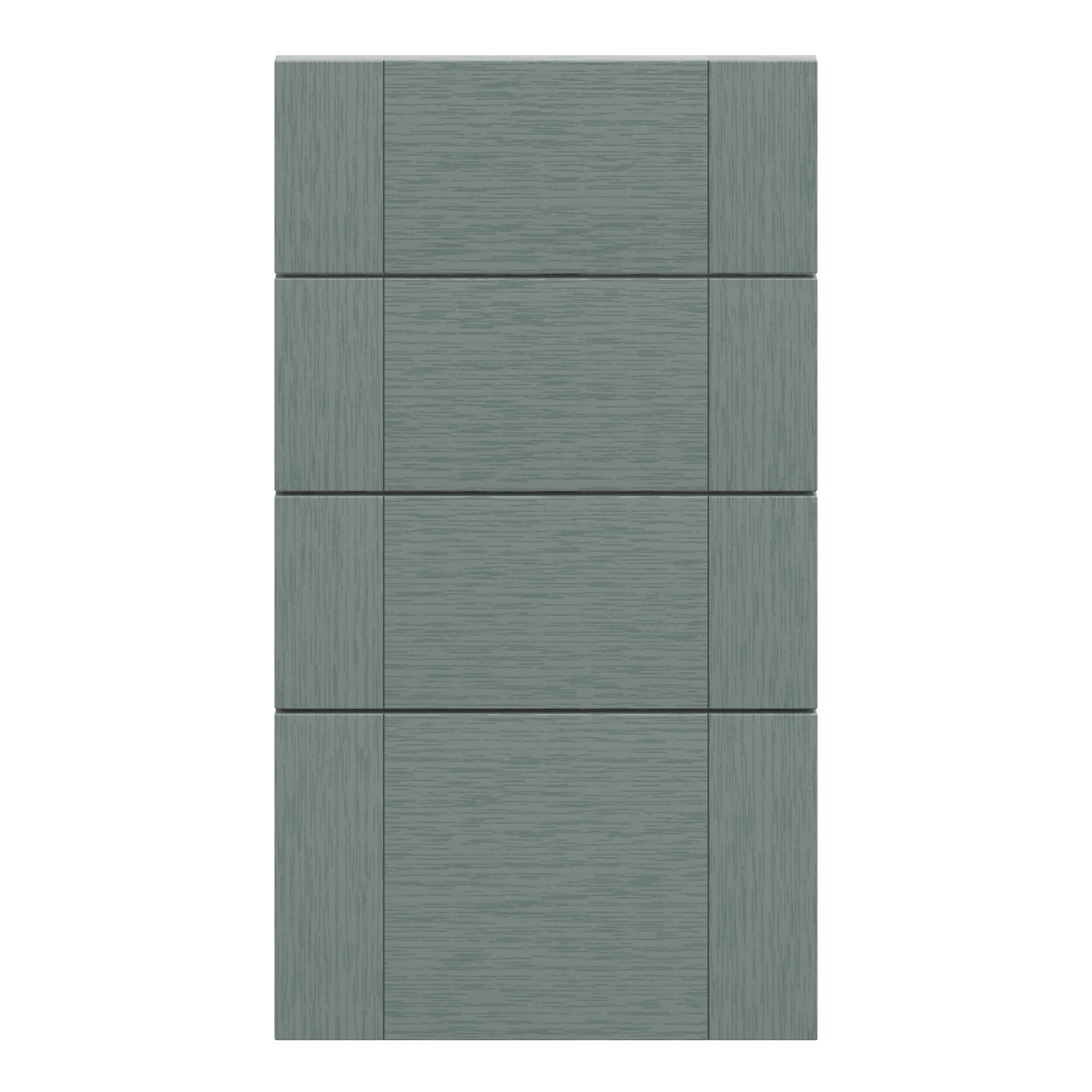 GoodHome Alpinia Matt reed green wood effect 4 drawer front, Pack of 4 (H)715mm (W)397mm (T)18mm
