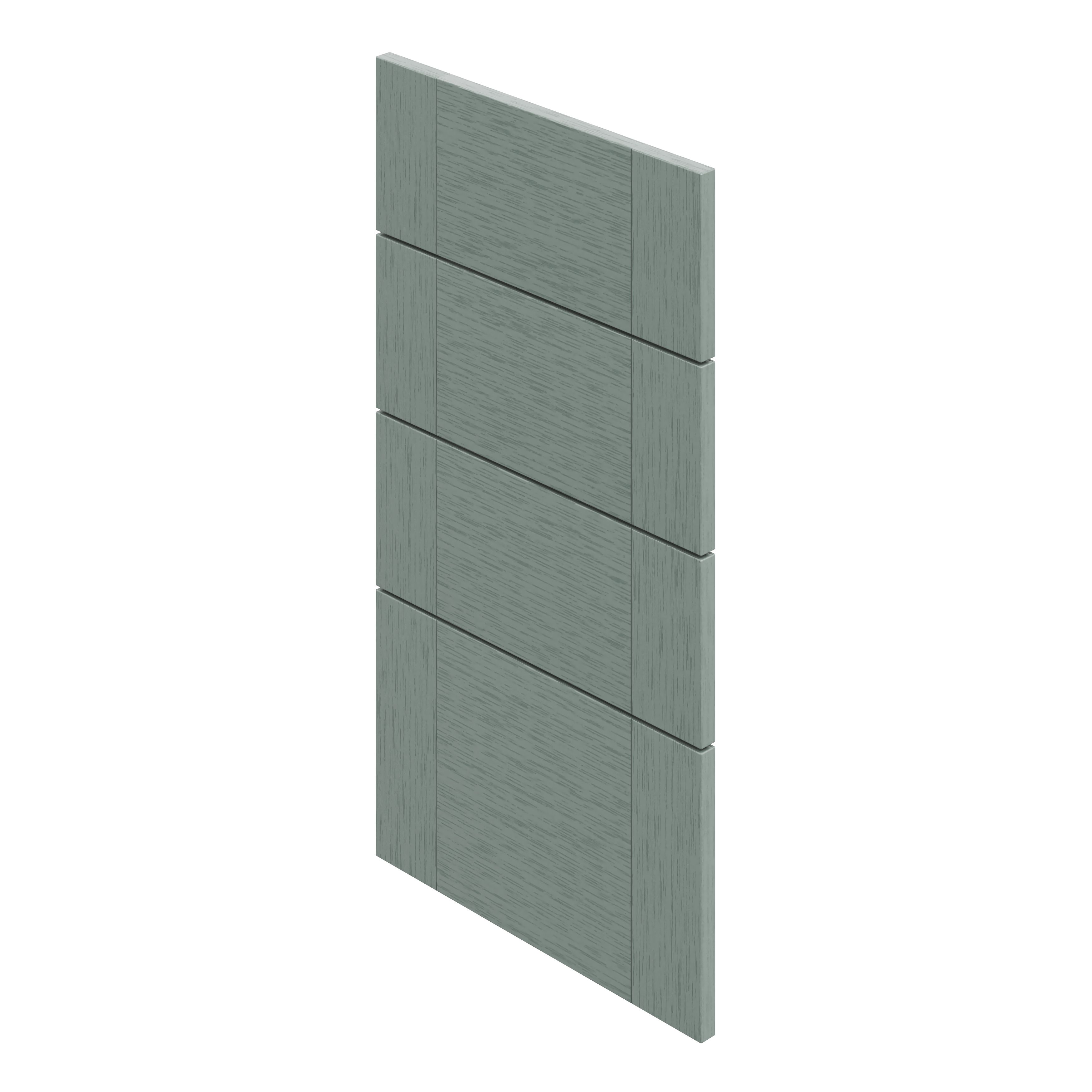 GoodHome Alpinia Matt reed green wood effect 4 drawer front, Pack of 4 (H)715mm (W)397mm (T)18mm