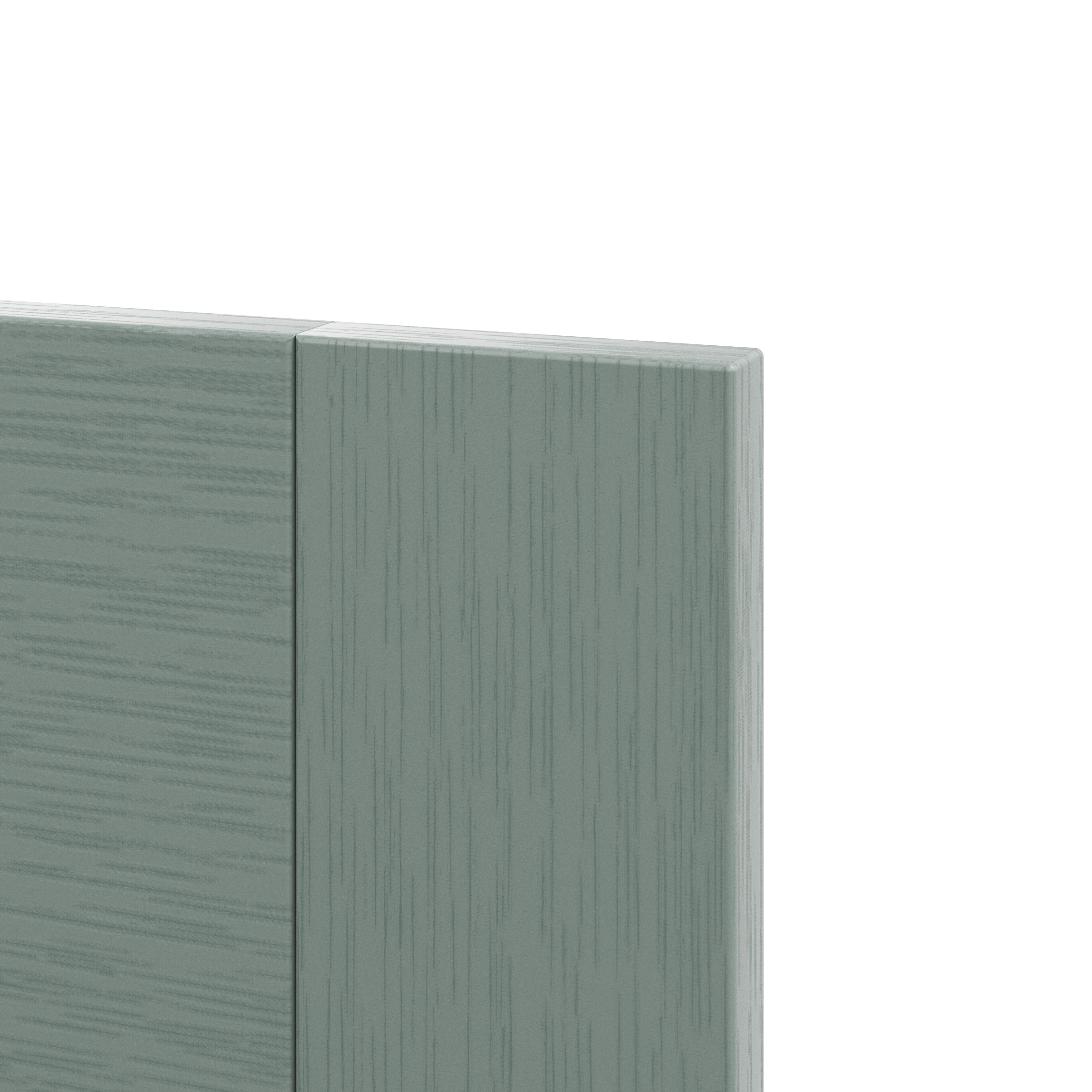 GoodHome Alpinia Matt reed green wood effect 4 drawer front, Pack of 4 (H)715mm (W)397mm (T)18mm