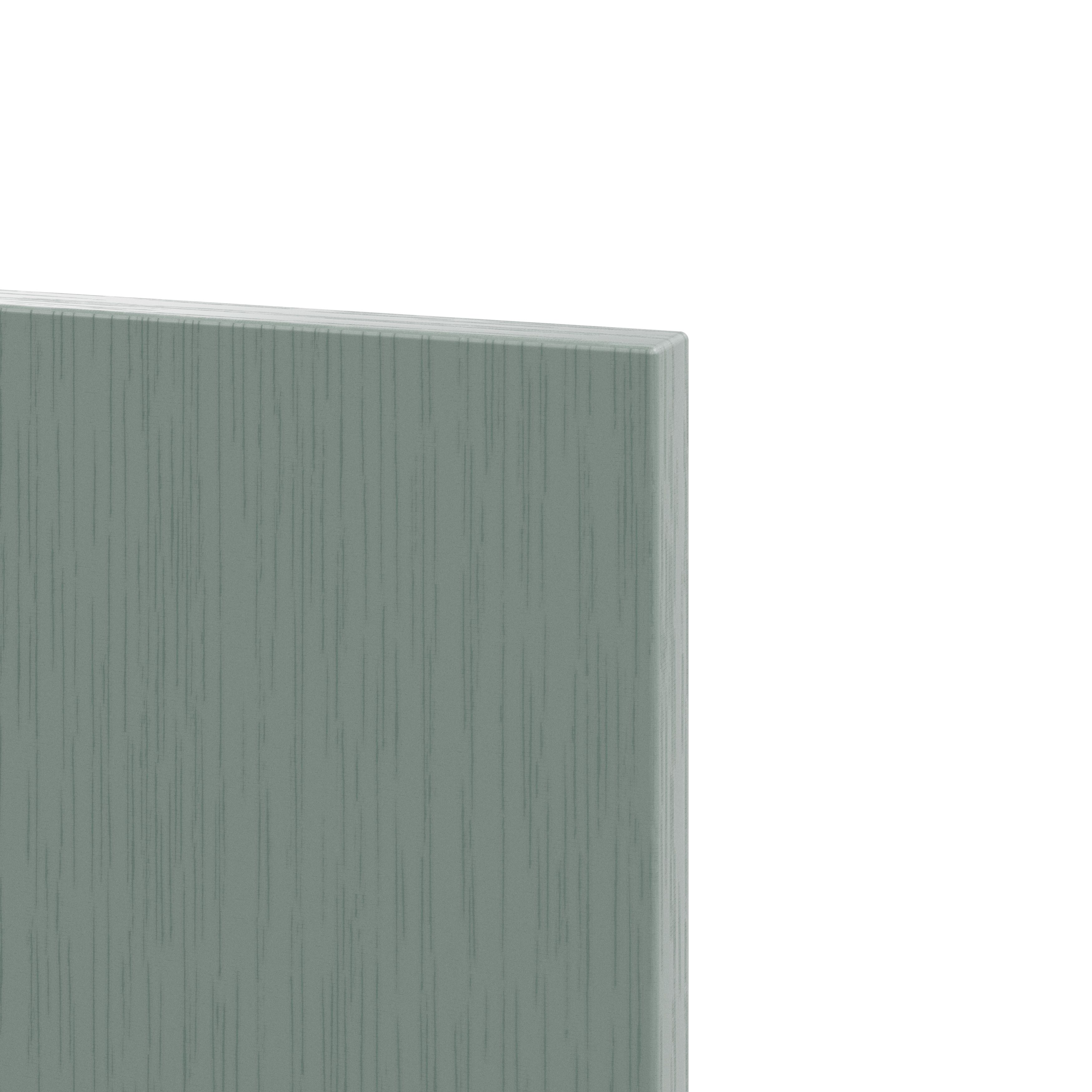 GoodHome Alpinia Matt reed green wood effect RH Standard Base Drawer end panel (H)720mm (W)570mm