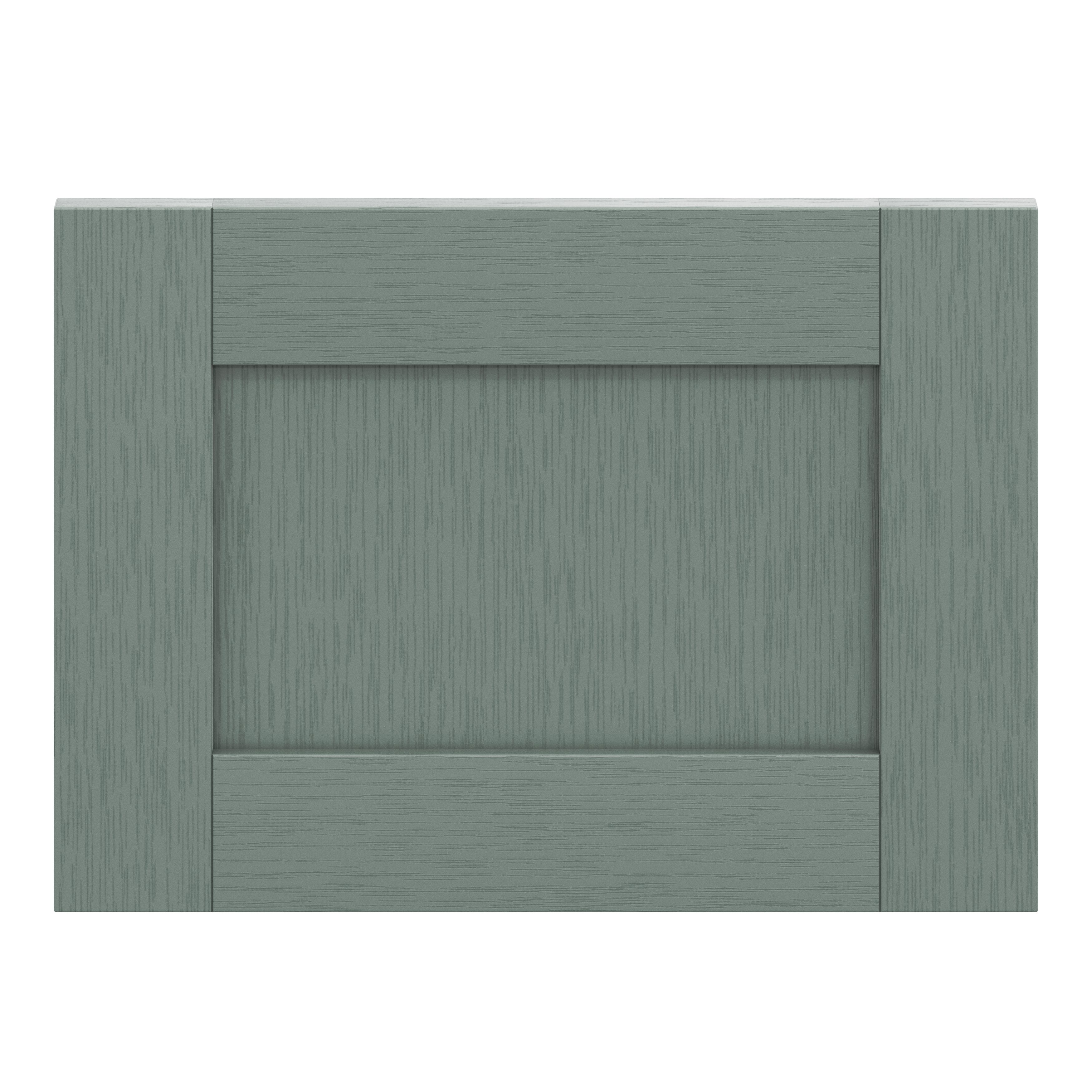GoodHome Alpinia Matt reed green wood effect Shaker 2 drawer front, bridging door & bi-fold door 500mm