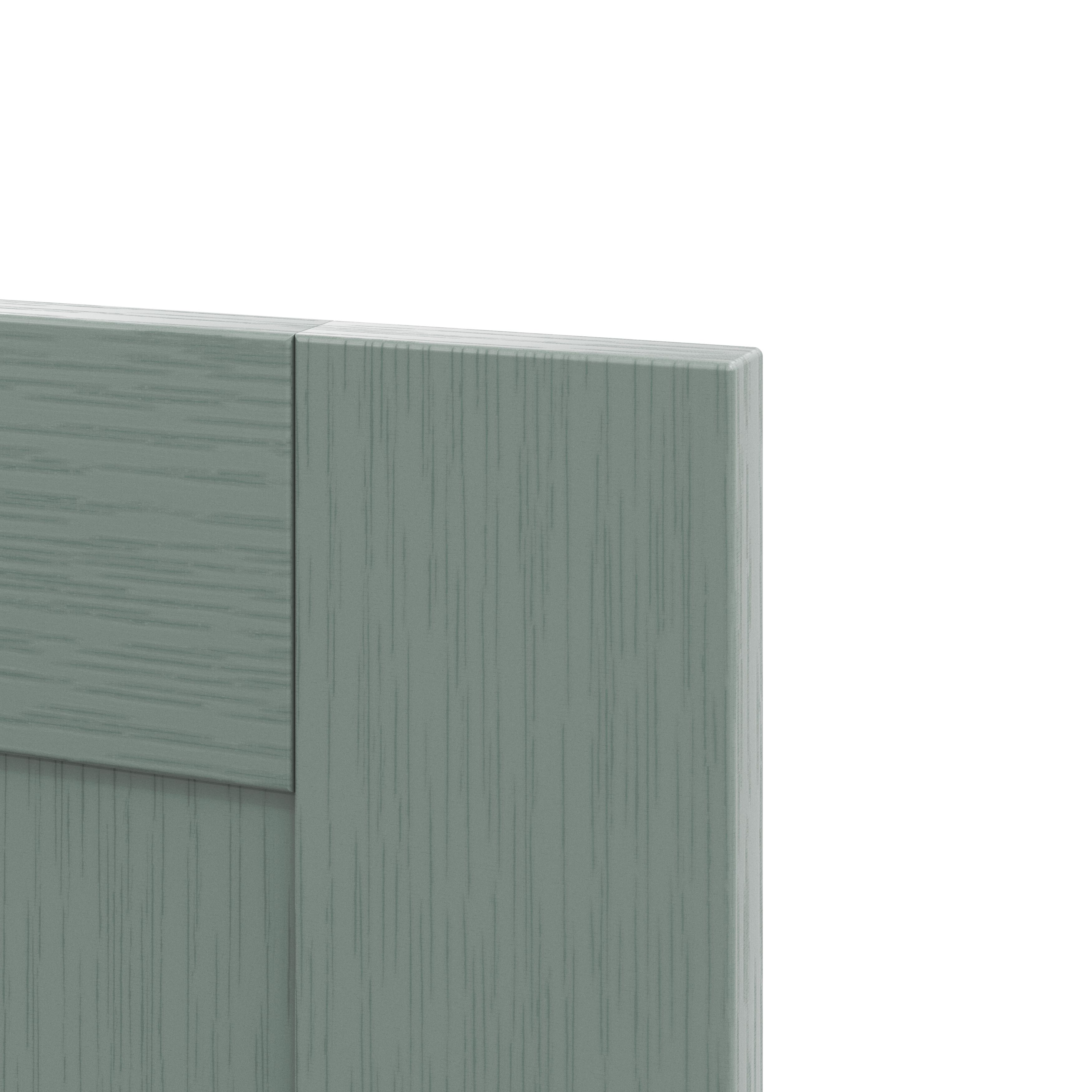 GoodHome Alpinia Matt reed green wood effect Shaker 2 drawer front, bridging door & bi-fold door 800mm