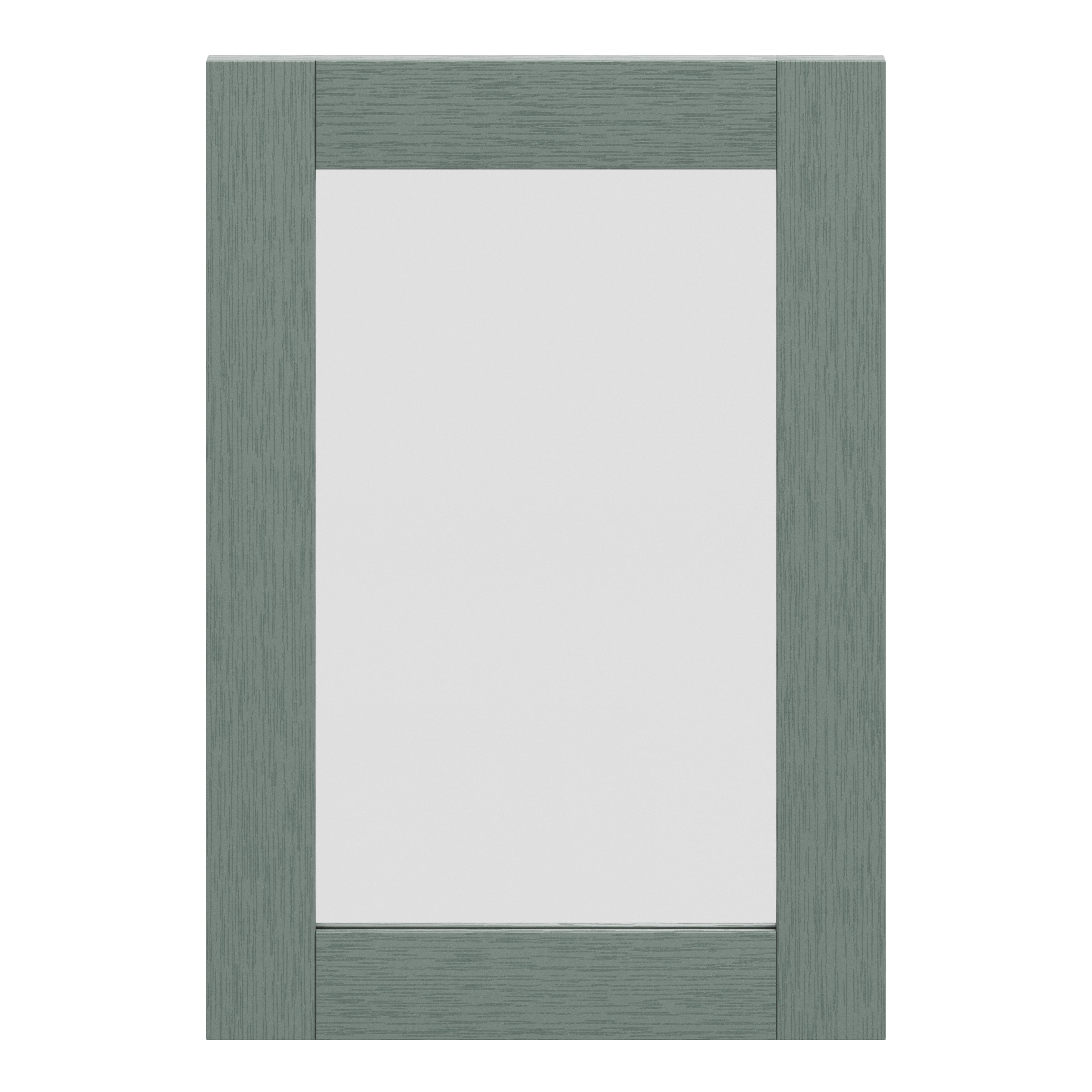 GoodHome Alpinia Matt reed green wood effect Shaker Glazed Cabinet door (W)500mm (H)715mm (T)18mm