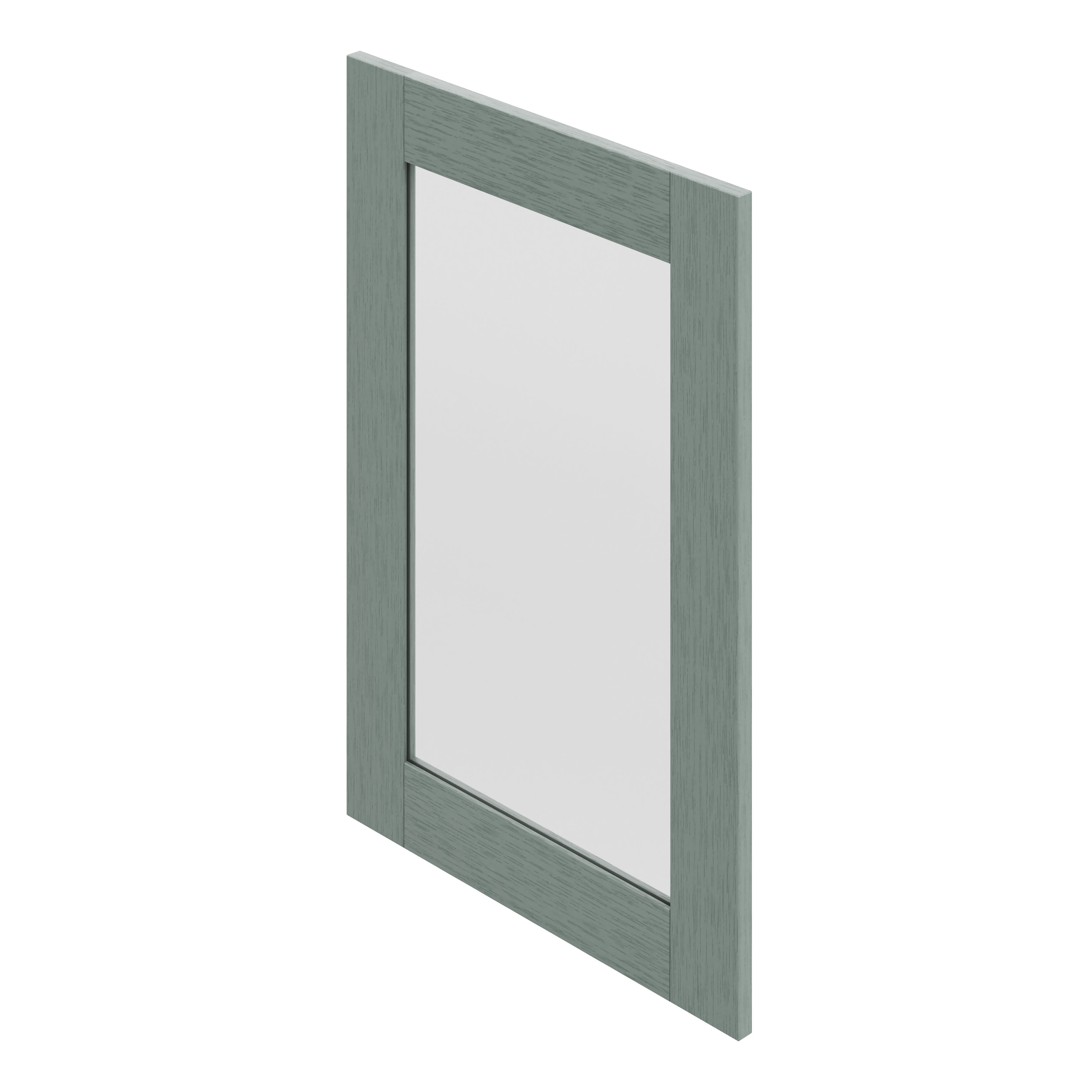 GoodHome Alpinia Matt reed green wood effect Shaker Glazed Cabinet door (W)500mm (H)715mm (T)18mm