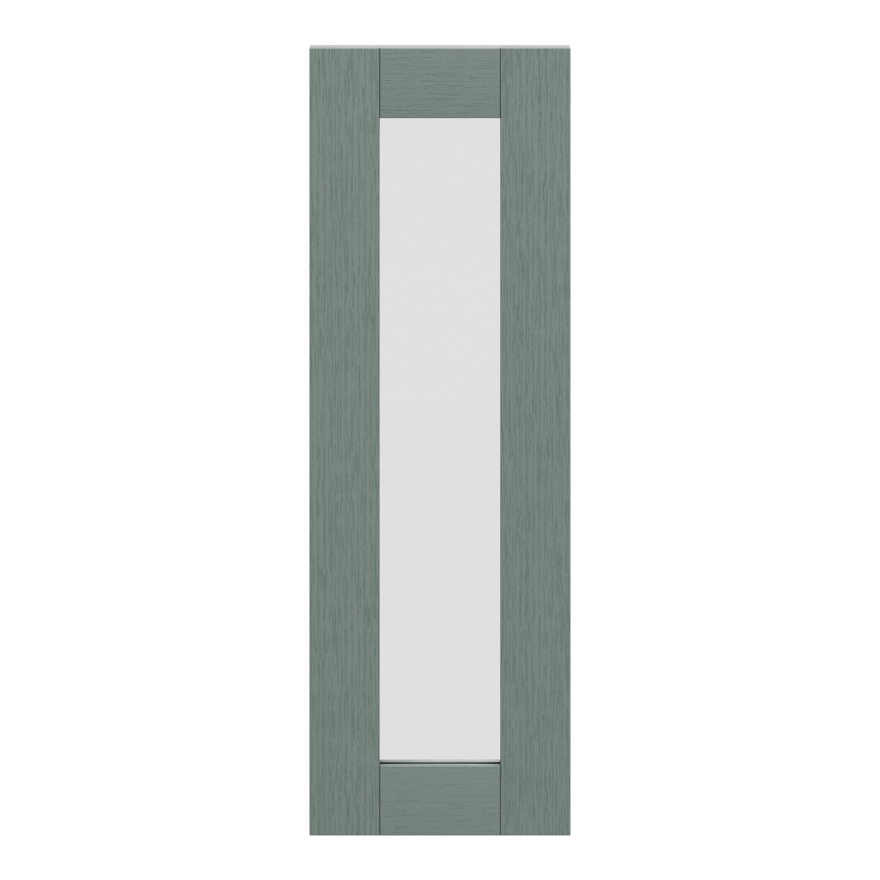 GoodHome Alpinia Matt reed green wood effect Shaker Glazed Tall glazed Cabinet door (W)300mm (H)895mm (T)18mm