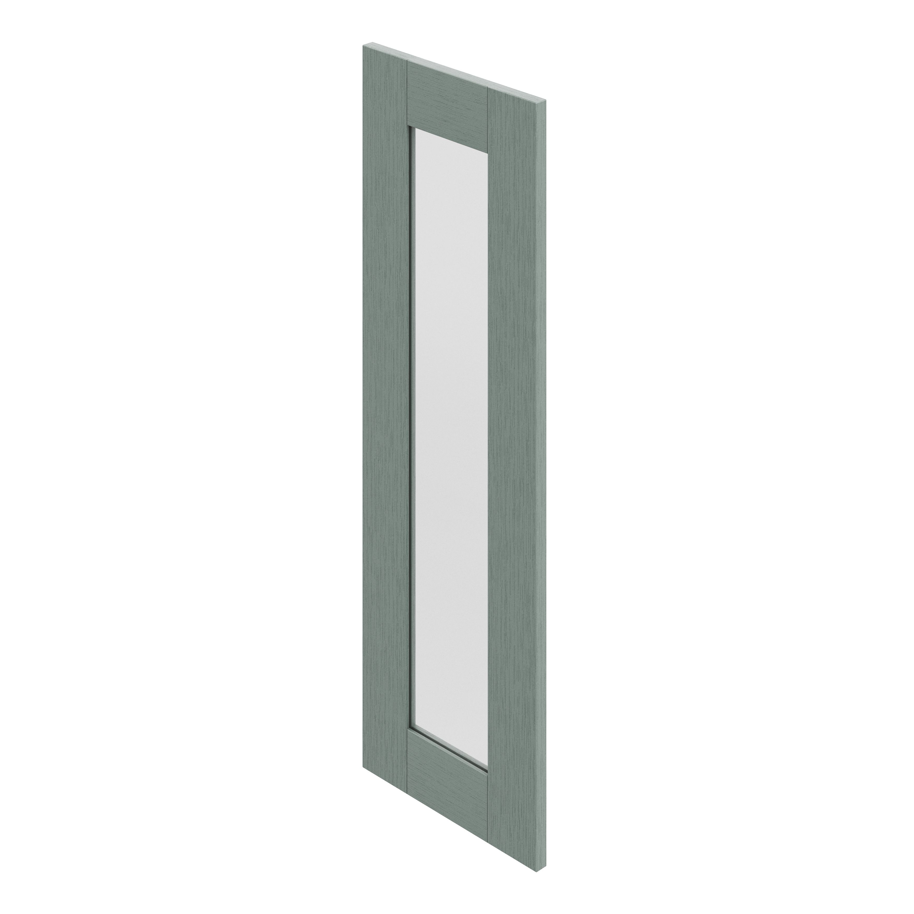 GoodHome Alpinia Matt reed green wood effect Shaker Glazed Tall glazed Cabinet door (W)300mm (H)895mm (T)18mm