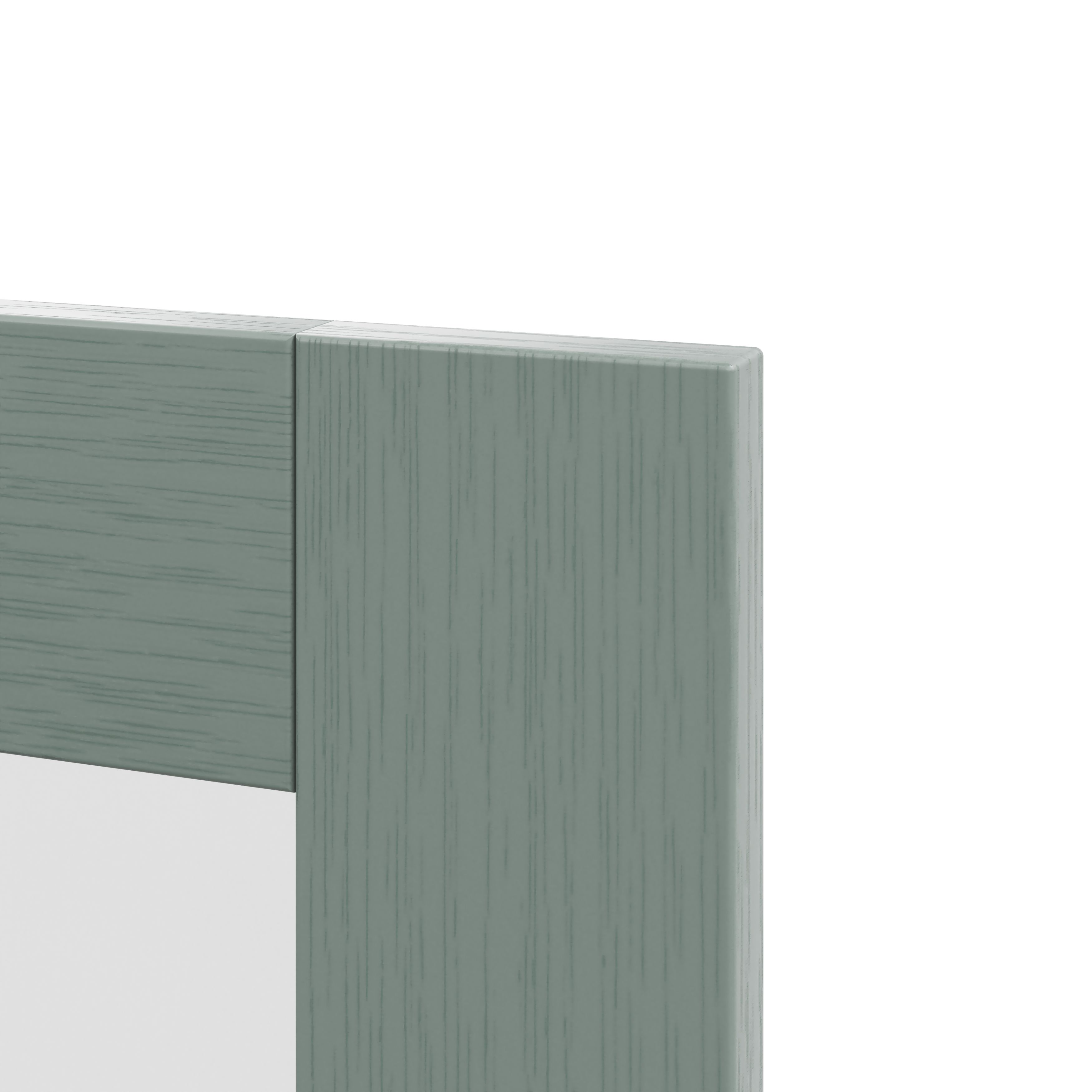 GoodHome Alpinia Matt reed green wood effect Shaker Glazed Tall glazed Cabinet door (W)300mm (H)895mm (T)18mm