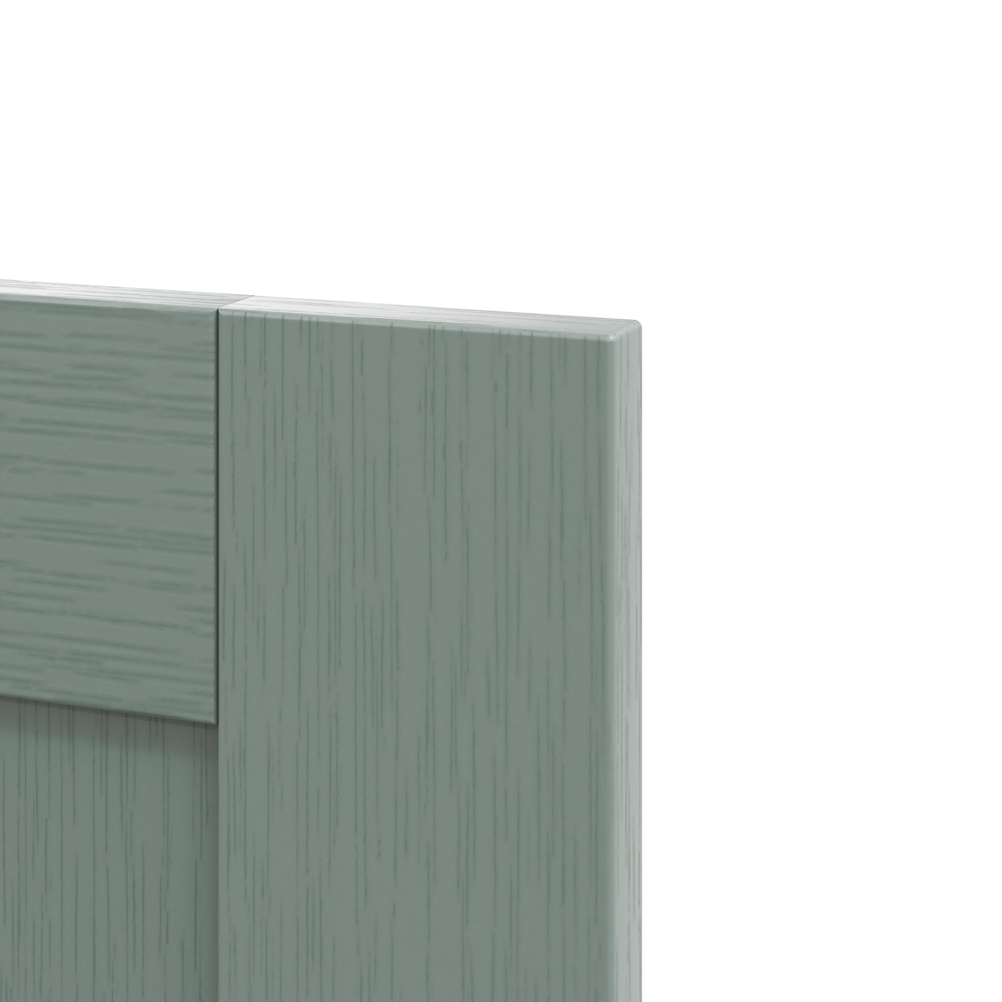 GoodHome Alpinia Matt reed green wood effect Shaker Highline Cabinet door (W)300mm (H)715mm (T)18mm