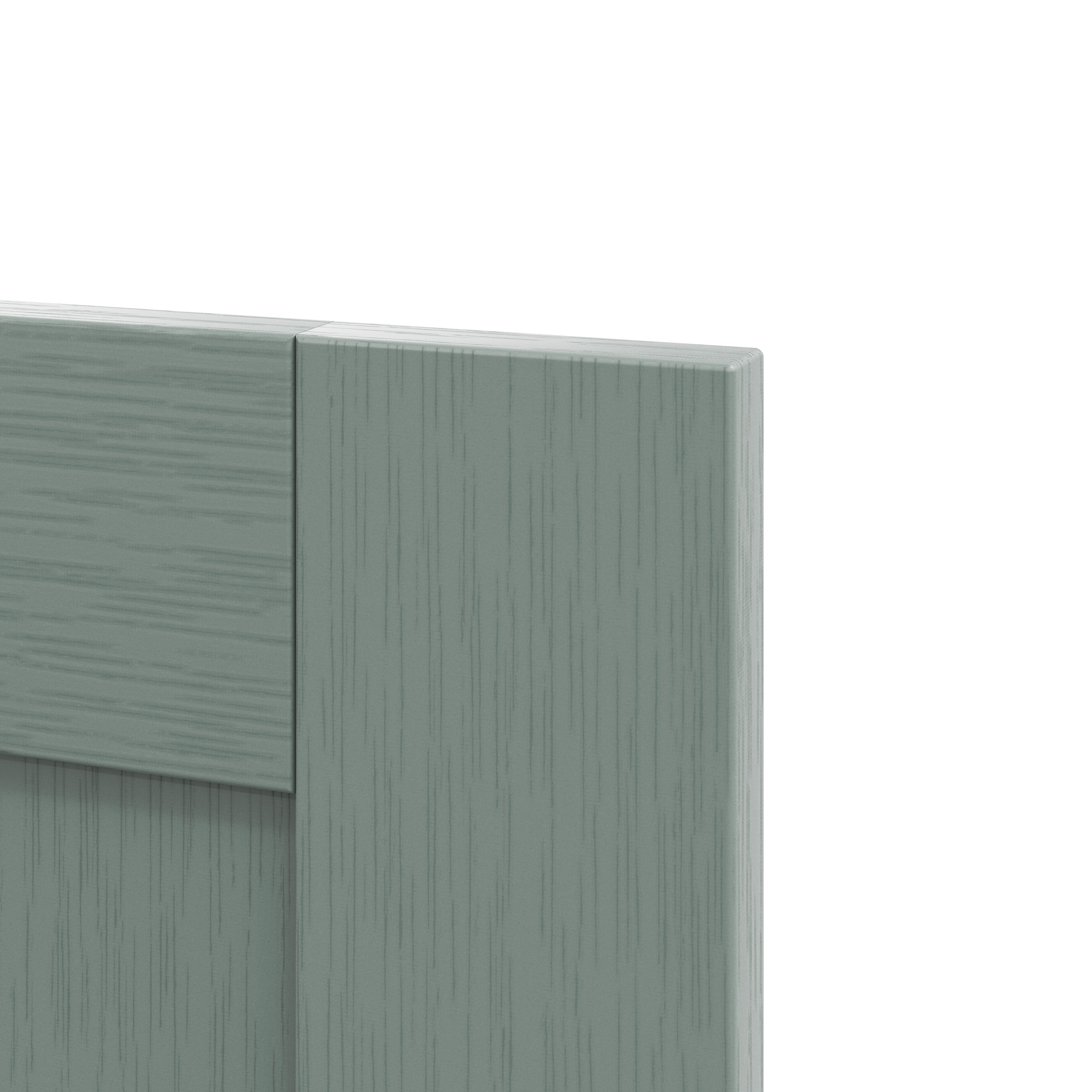 GoodHome Alpinia Matt reed green wood effect Shaker Highline Cabinet door (W)450mm (H)715mm (T)18mm