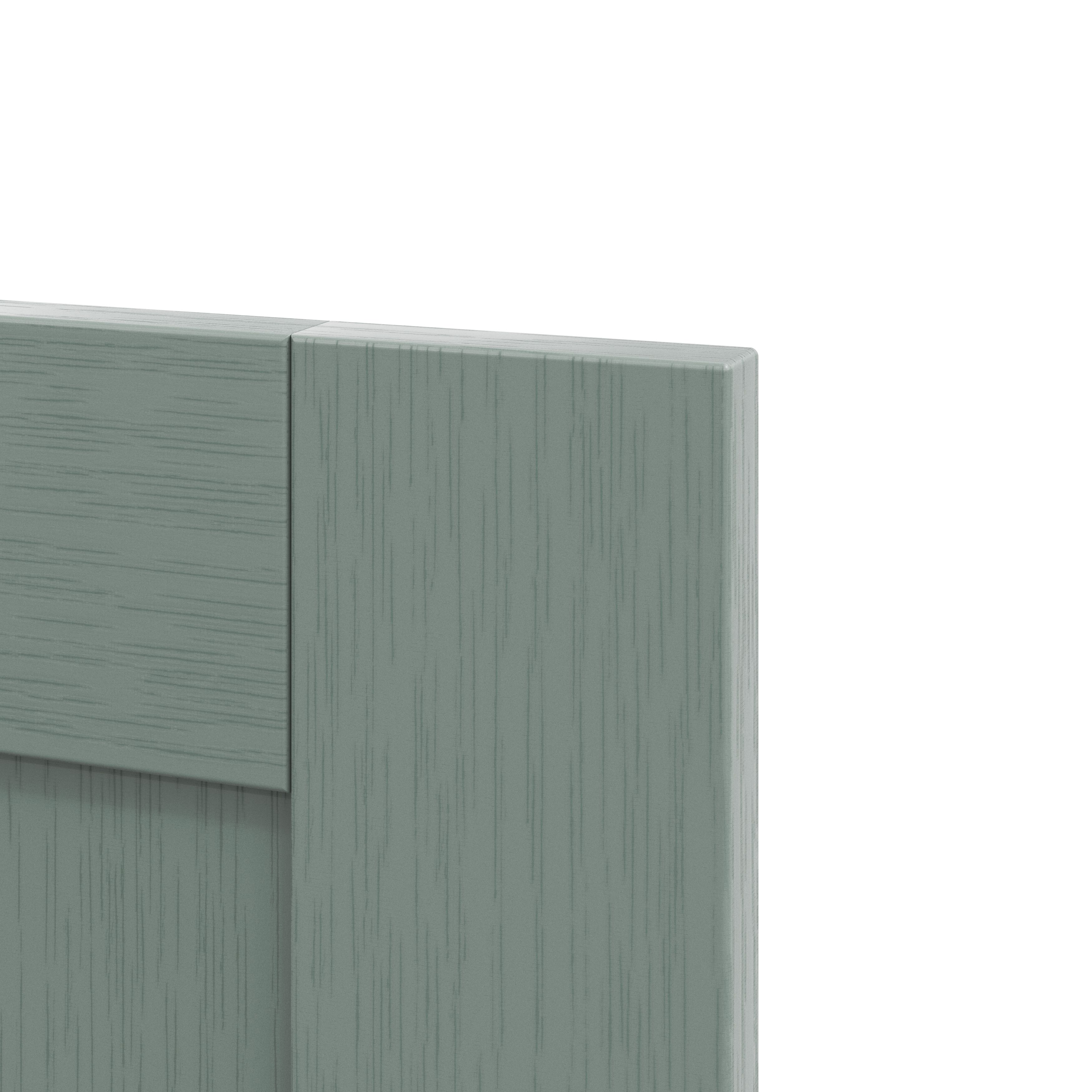 GoodHome Alpinia Matt reed green wood effect Shaker Tall larder Cabinet door (W)600mm (H)1181mm (T)18mm