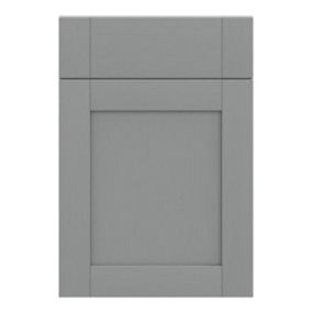 GoodHome Alpinia Matt Slate Grey Painted Wood Effect Shaker Drawerline door & drawer front, (W)500mm (H)715mm (T)18mm