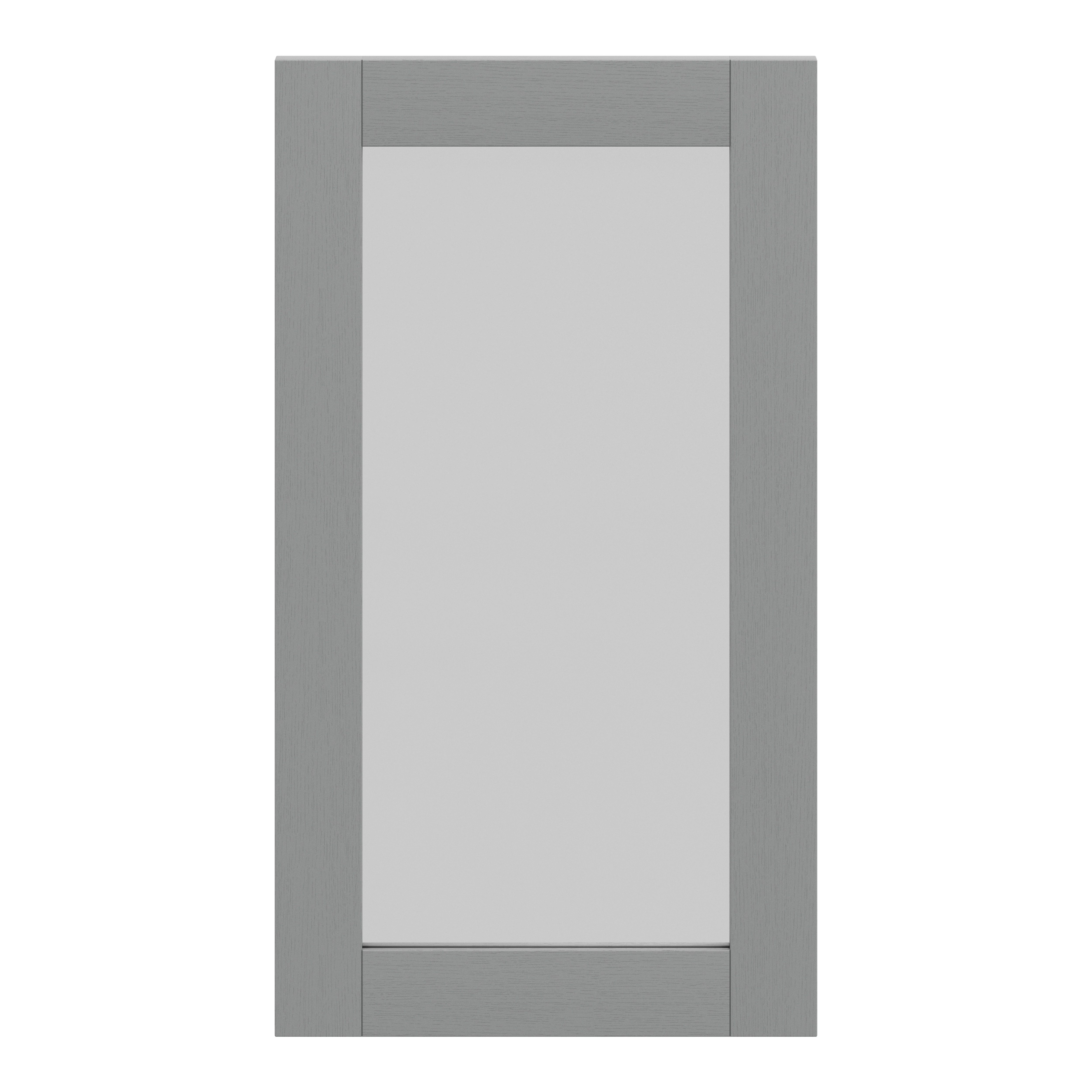 GoodHome Alpinia Matt Slate Grey Painted Wood Effect Shaker Tall glazed Cabinet door (W)500mm (H)895mm (T)18mm