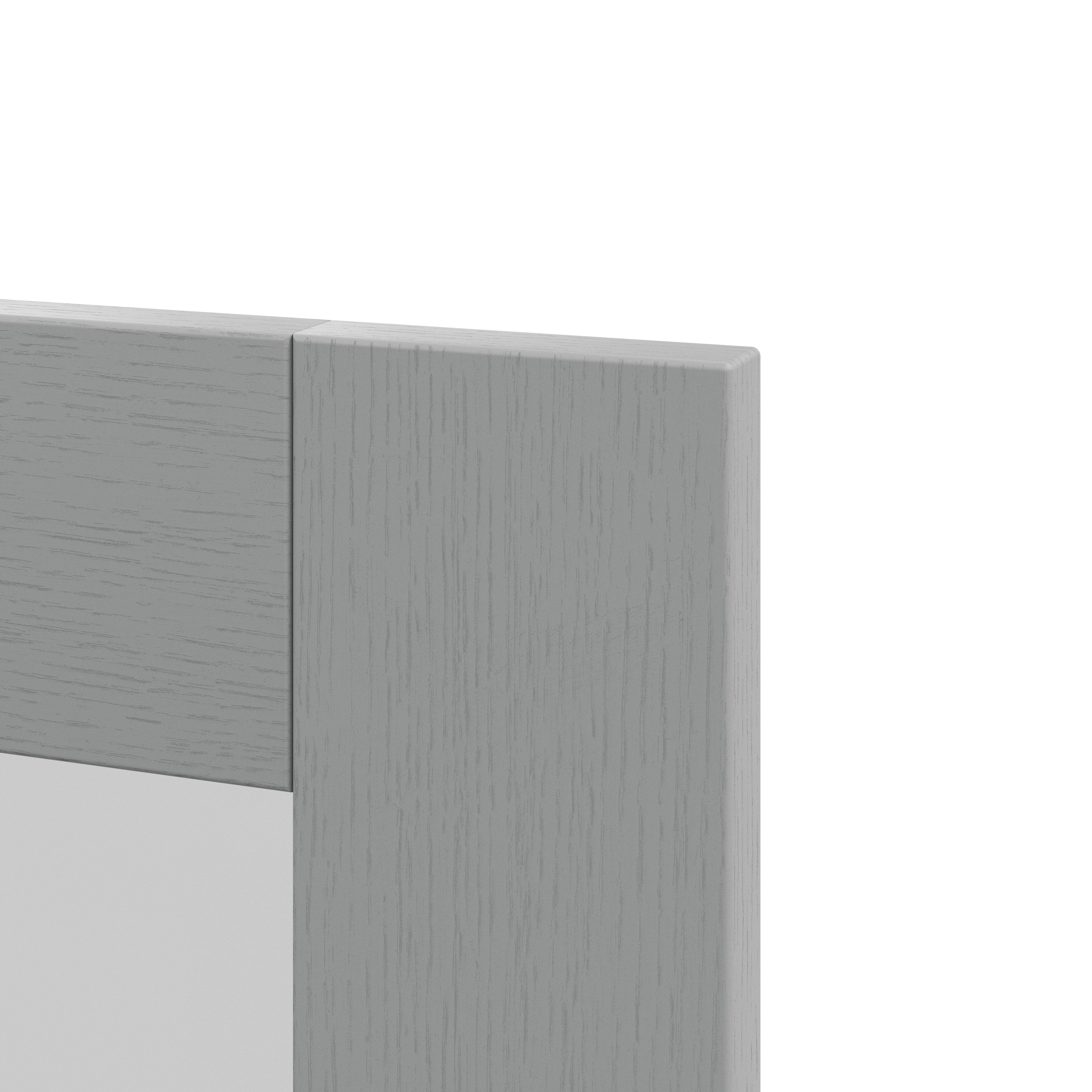 GoodHome Alpinia Matt Slate Grey Painted Wood Effect Shaker Tall glazed Cabinet door (W)500mm (H)895mm (T)18mm