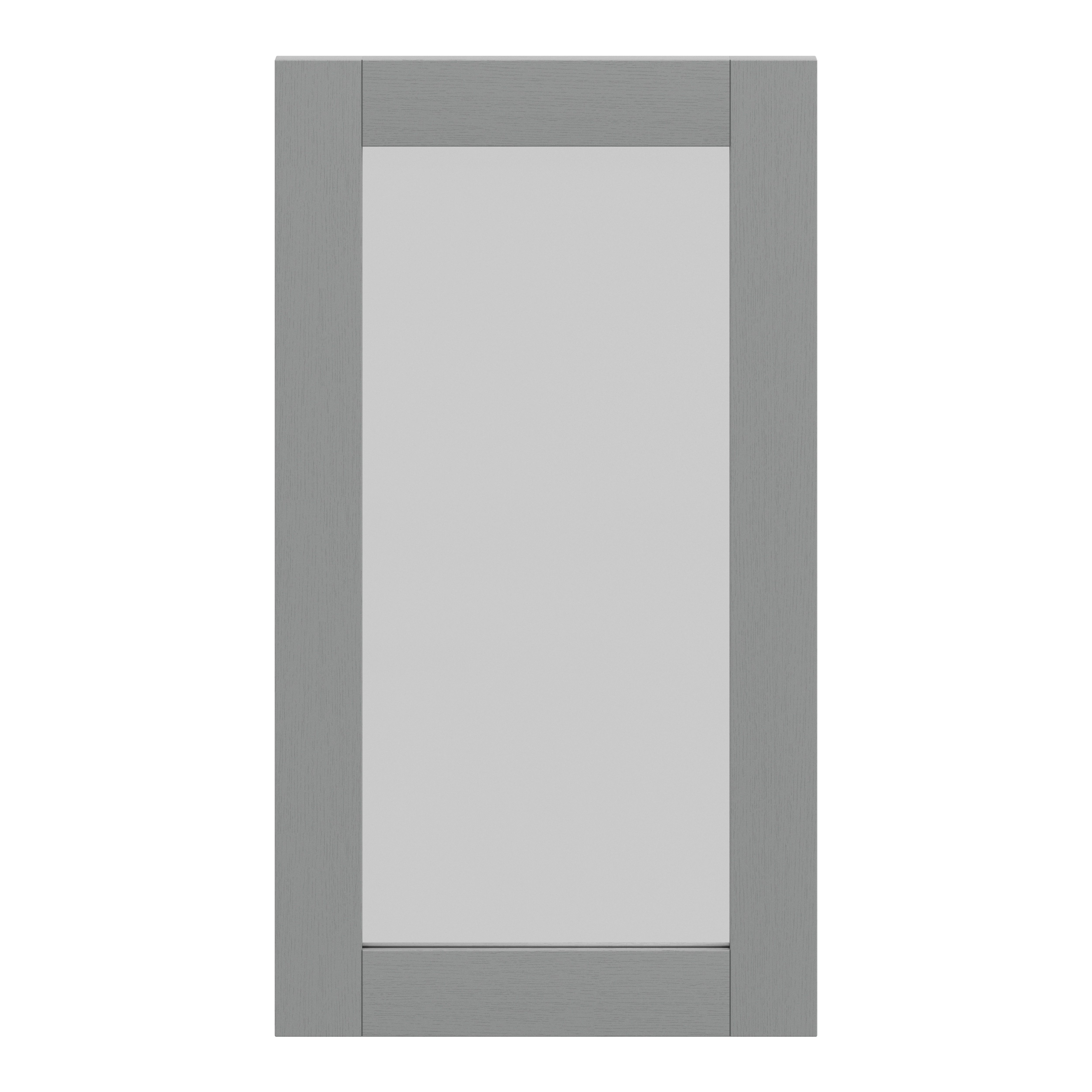 GoodHome Alpinia Matt slate grey wood effect Shaker Glazed Tall glazed Cabinet door (W)500mm (H)895mm (T)18mm