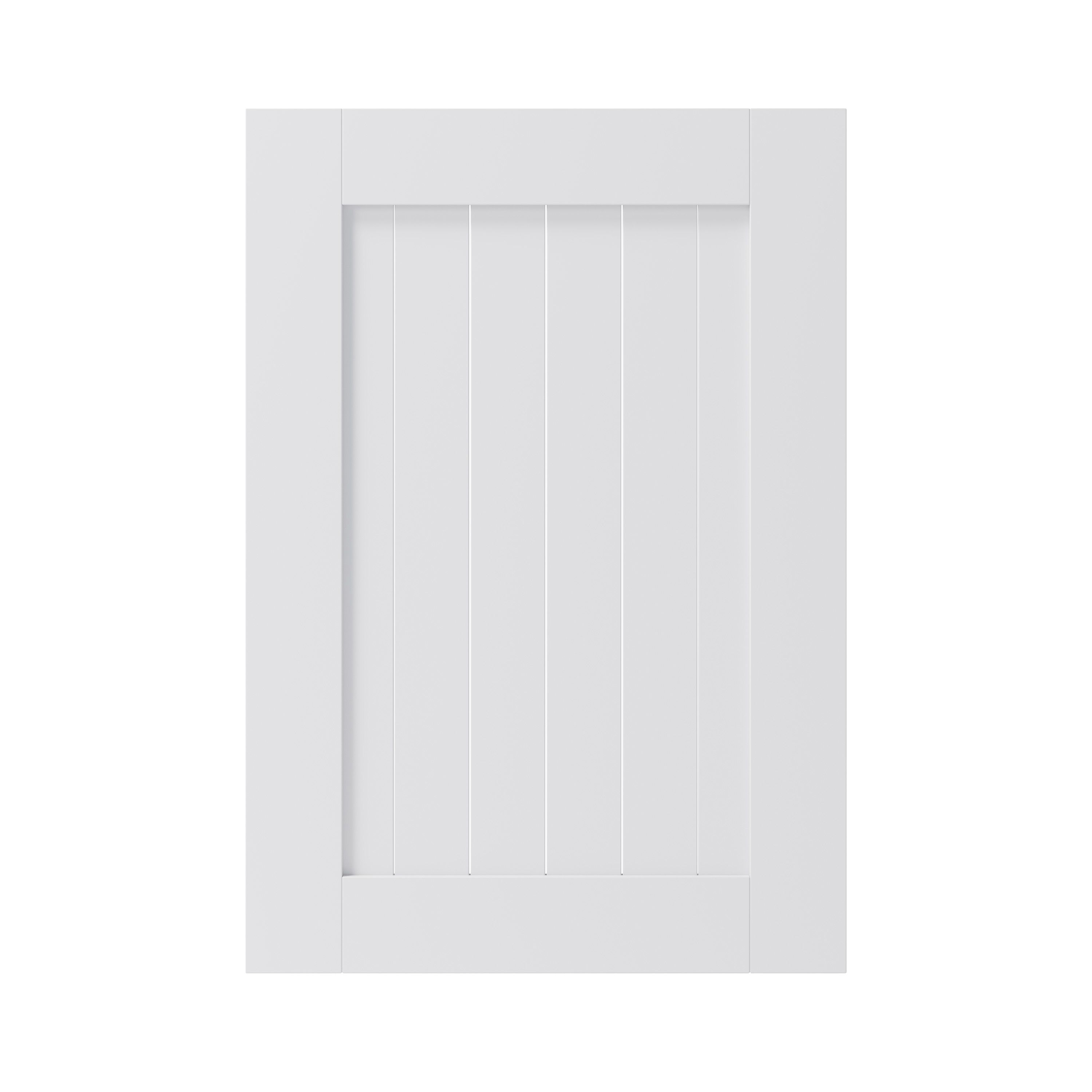 GoodHome Alpinia Matt white tongue & groove shaker Highline Cabinet door (W)500mm (H)715mm (T)18mm