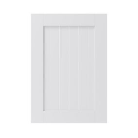 GoodHome Alpinia Matt white tongue & groove shaker Highline Cabinet door (W)500mm (H)715mm (T)18mm