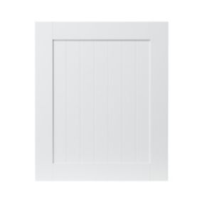 GoodHome Alpinia Matt white tongue & groove shaker Matt white Highline Cabinet door (W)600mm (H)715mm (T)18mm