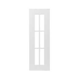 GoodHome Alpinia Matt white tongue & groove shaker Tall glazed Cabinet door (W)300mm (T)18mm