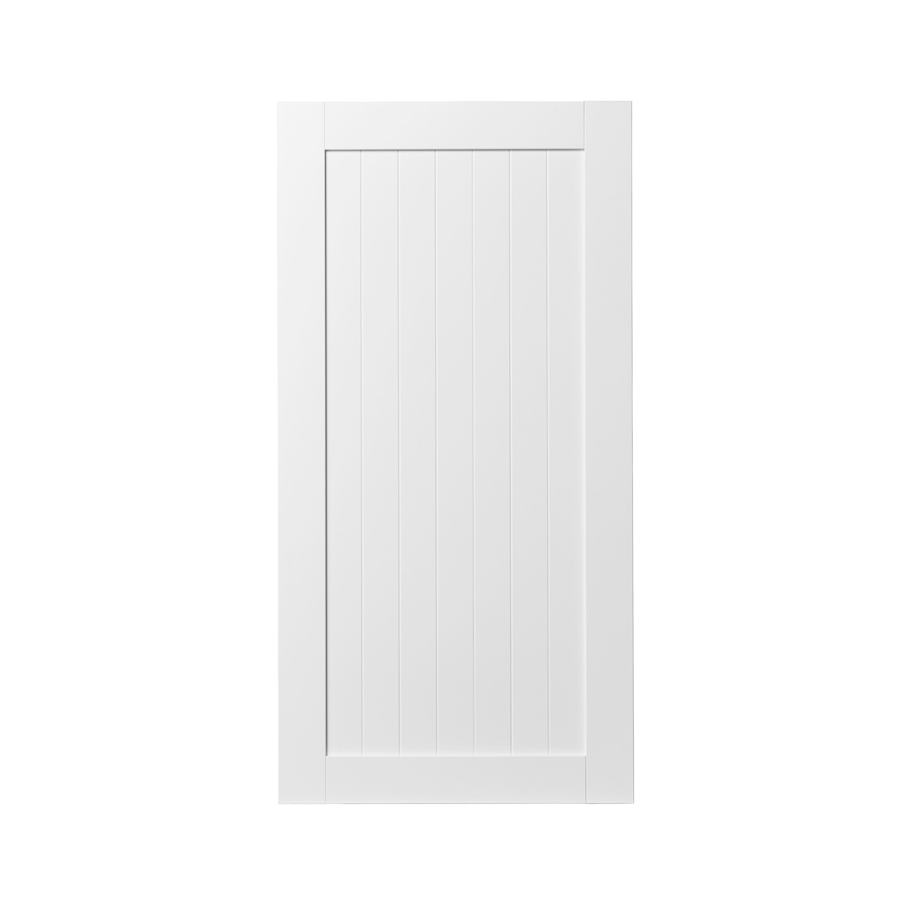 GoodHome Alpinia Matt white tongue & groove shaker Tall larder Cabinet door (W)600mm (H)1181mm (T)18mm