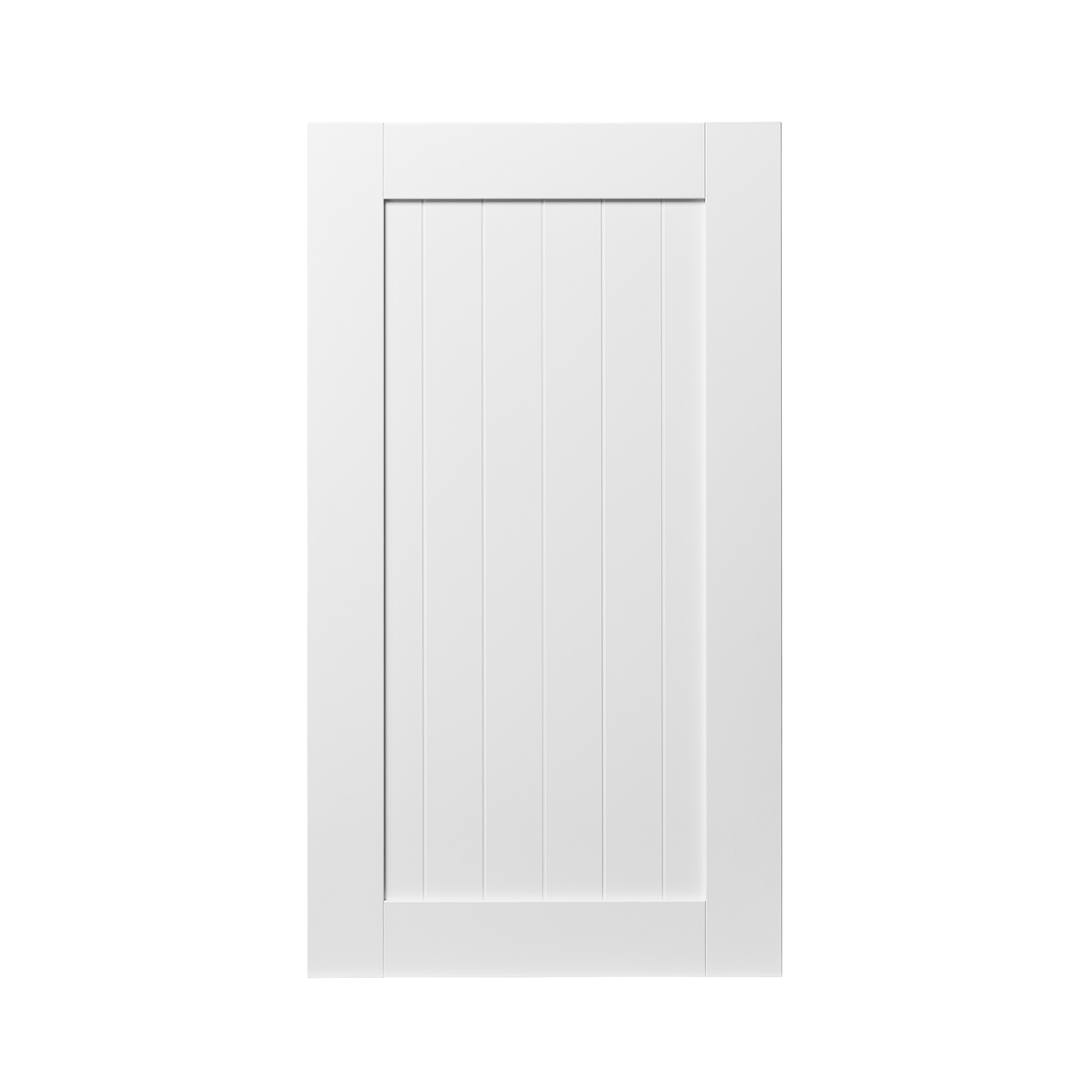 GoodHome Alpinia Matt white tongue & groove shaker Tall wall Cabinet door (W)500mm (H)895mm (T)18mm