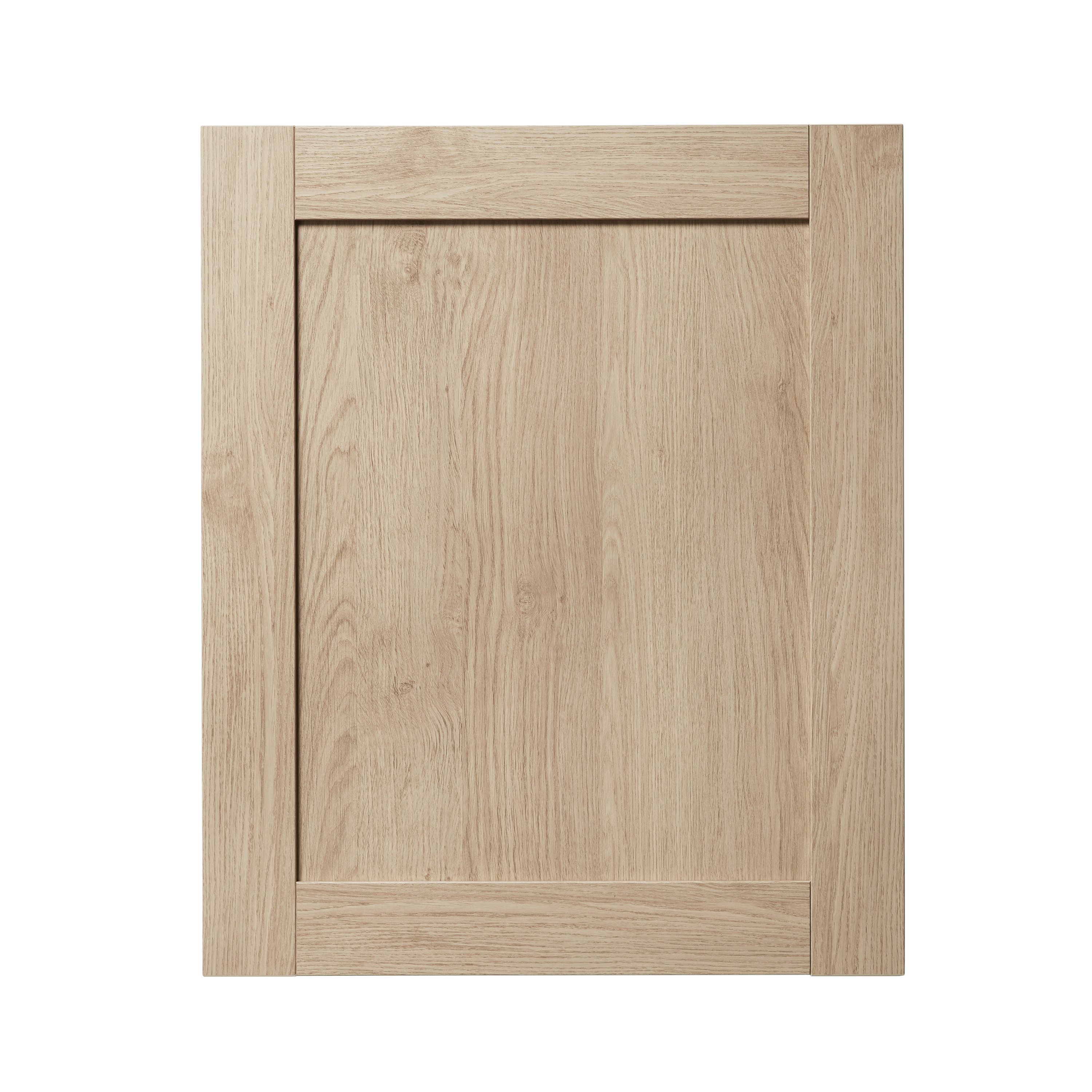 GoodHome Alpinia Oak effect shaker Matt light oak effect Tall appliance Cabinet door (W)600mm (H)723mm (T)18mm