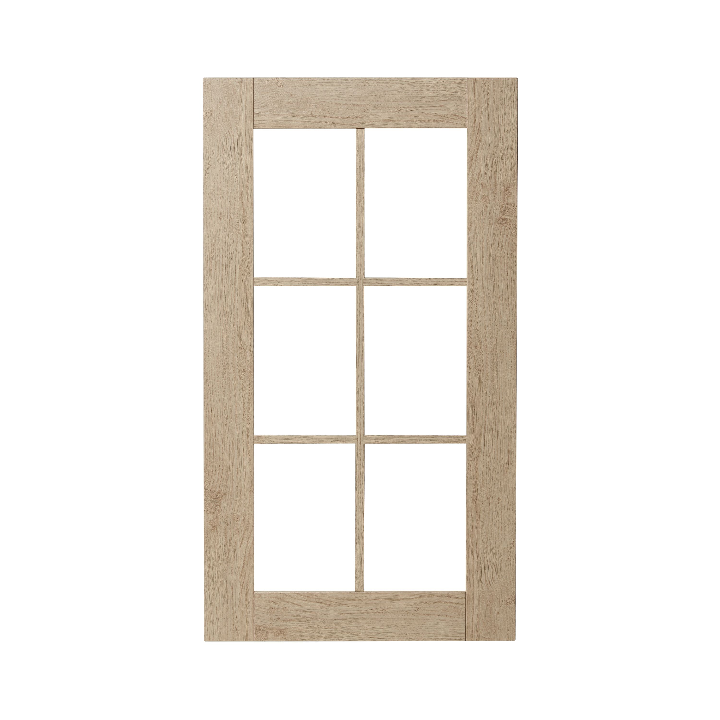 GoodHome Alpinia Oak effect shaker Tall glazed Cabinet door (W)500mm (H)895mm (T)18mm