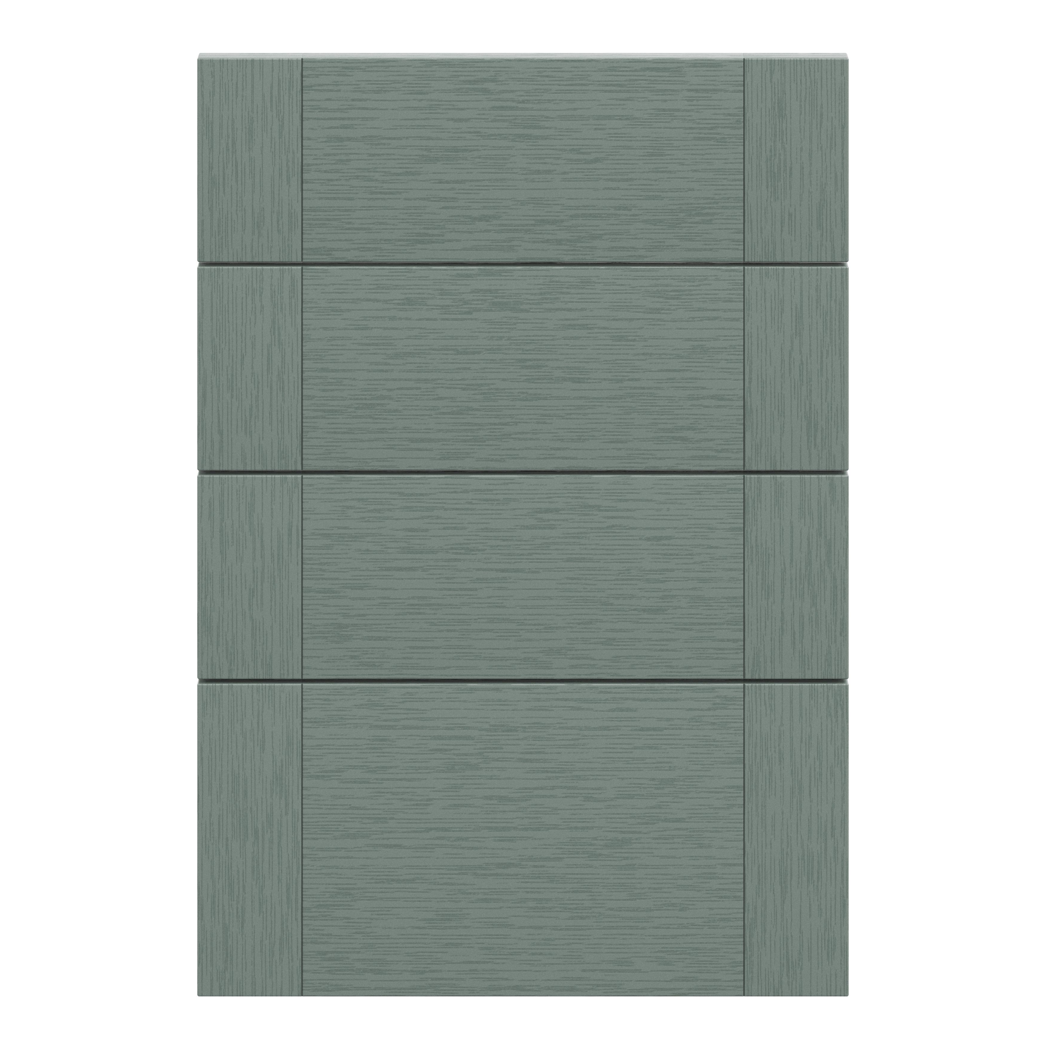 GoodHome Alpinia Painted Matt reed green wood effect 4 drawer front, Pack of 4 (H)715mm (W)497mm (T)18mm