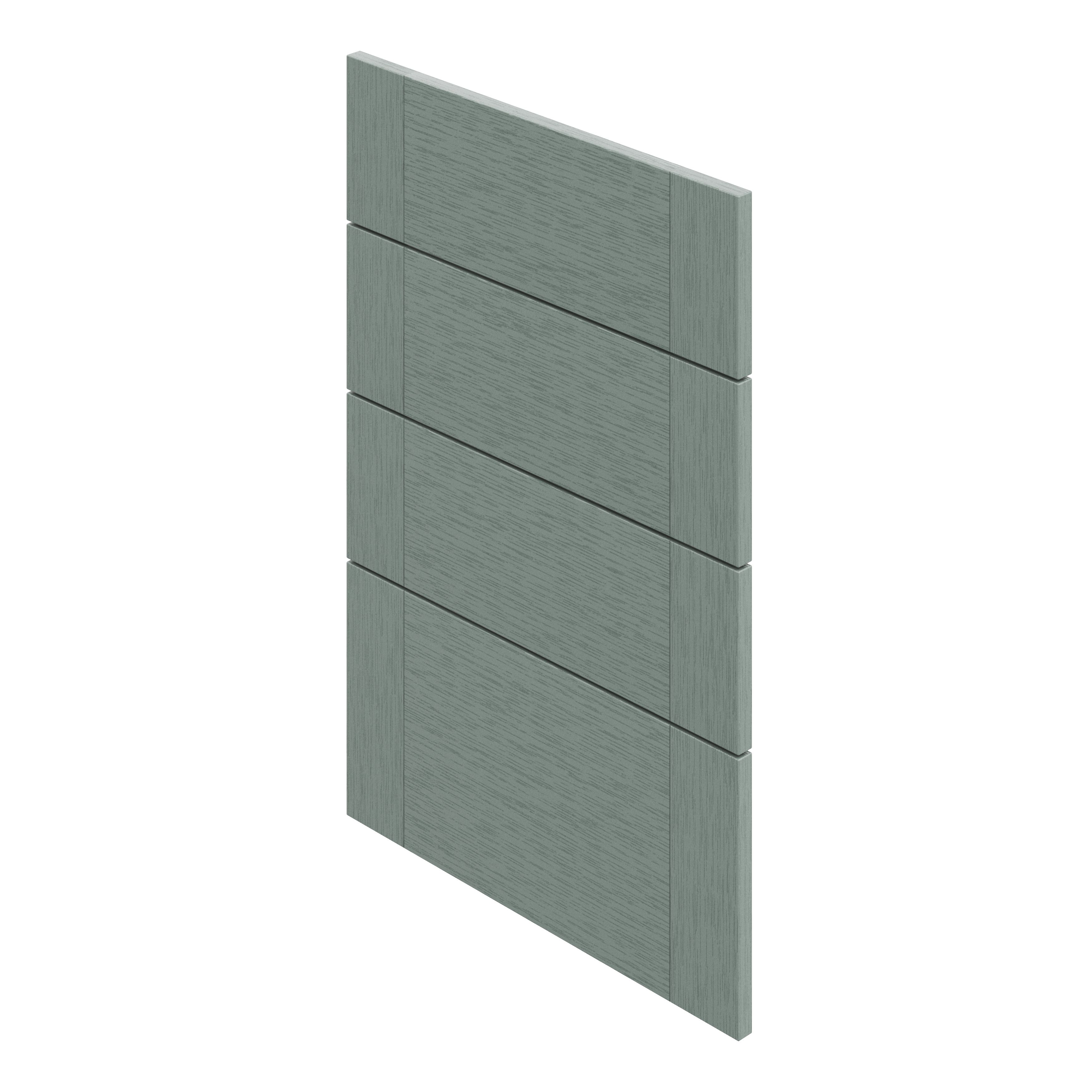 GoodHome Alpinia Painted Matt reed green wood effect 4 drawer front, Pack of 4 (H)715mm (W)497mm (T)18mm