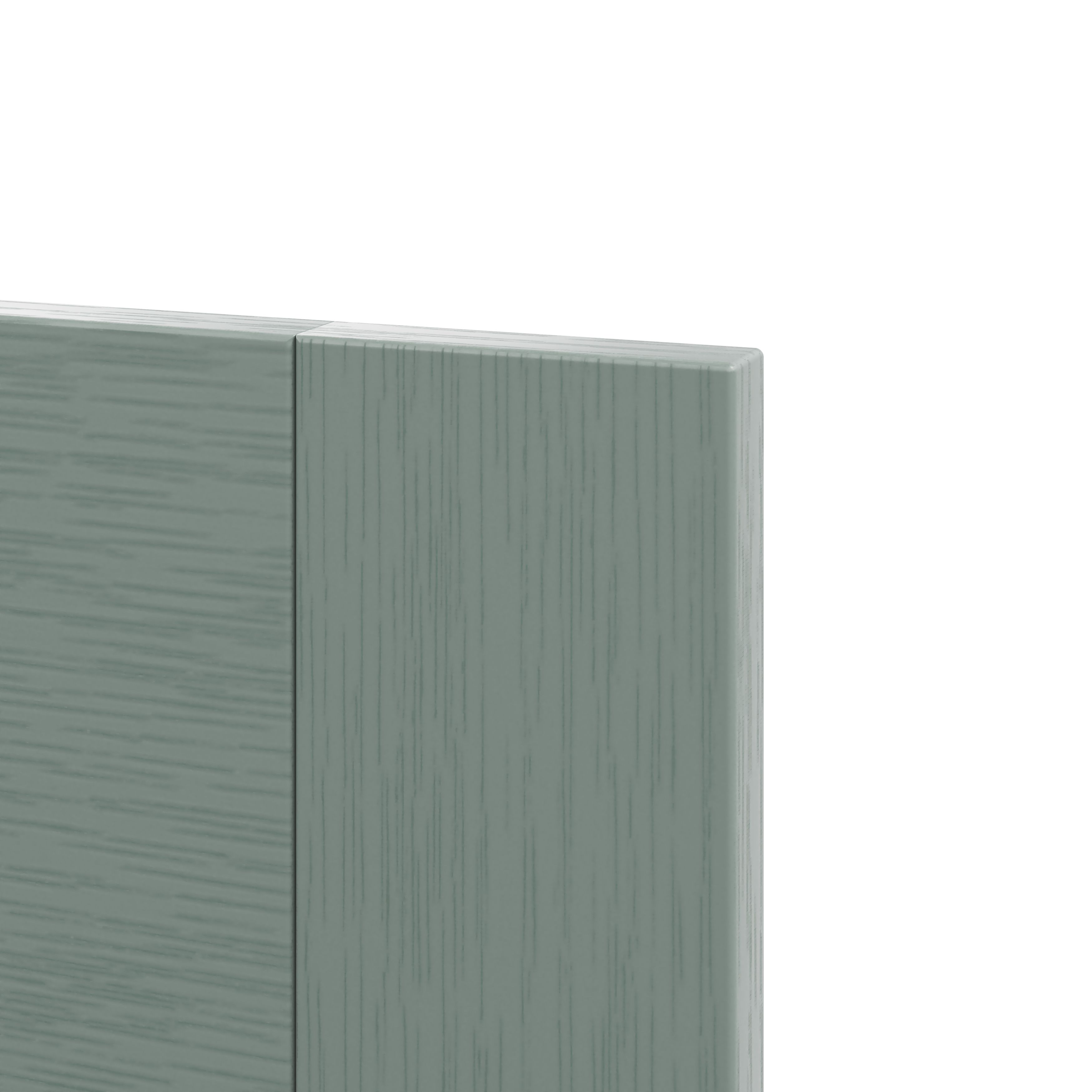GoodHome Alpinia Painted Matt reed green wood effect 4 drawer front, Pack of 4 (H)715mm (W)497mm (T)18mm
