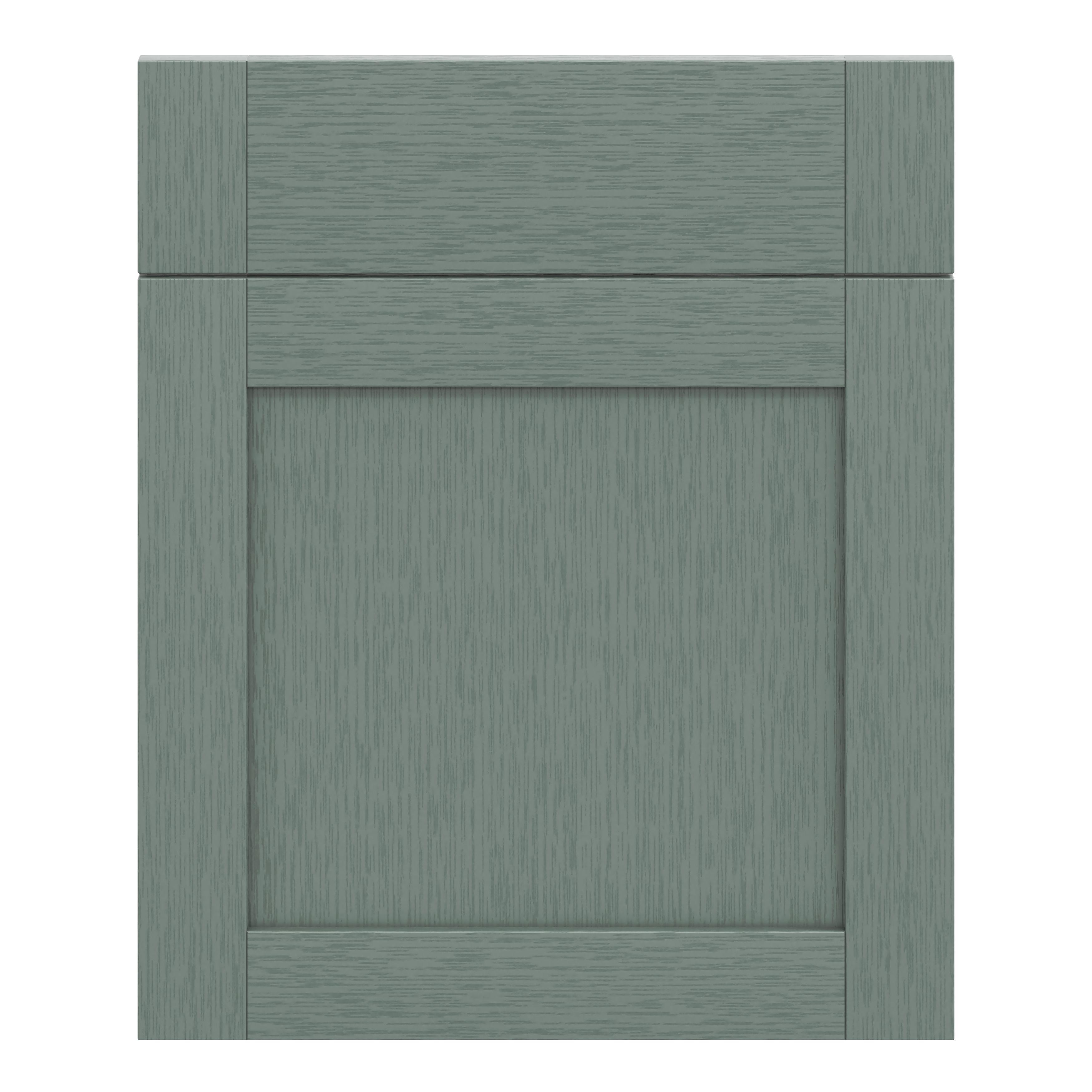 GoodHome Alpinia Painted Matt reed green wood effect Shaker Drawerline door & drawer front 600mm