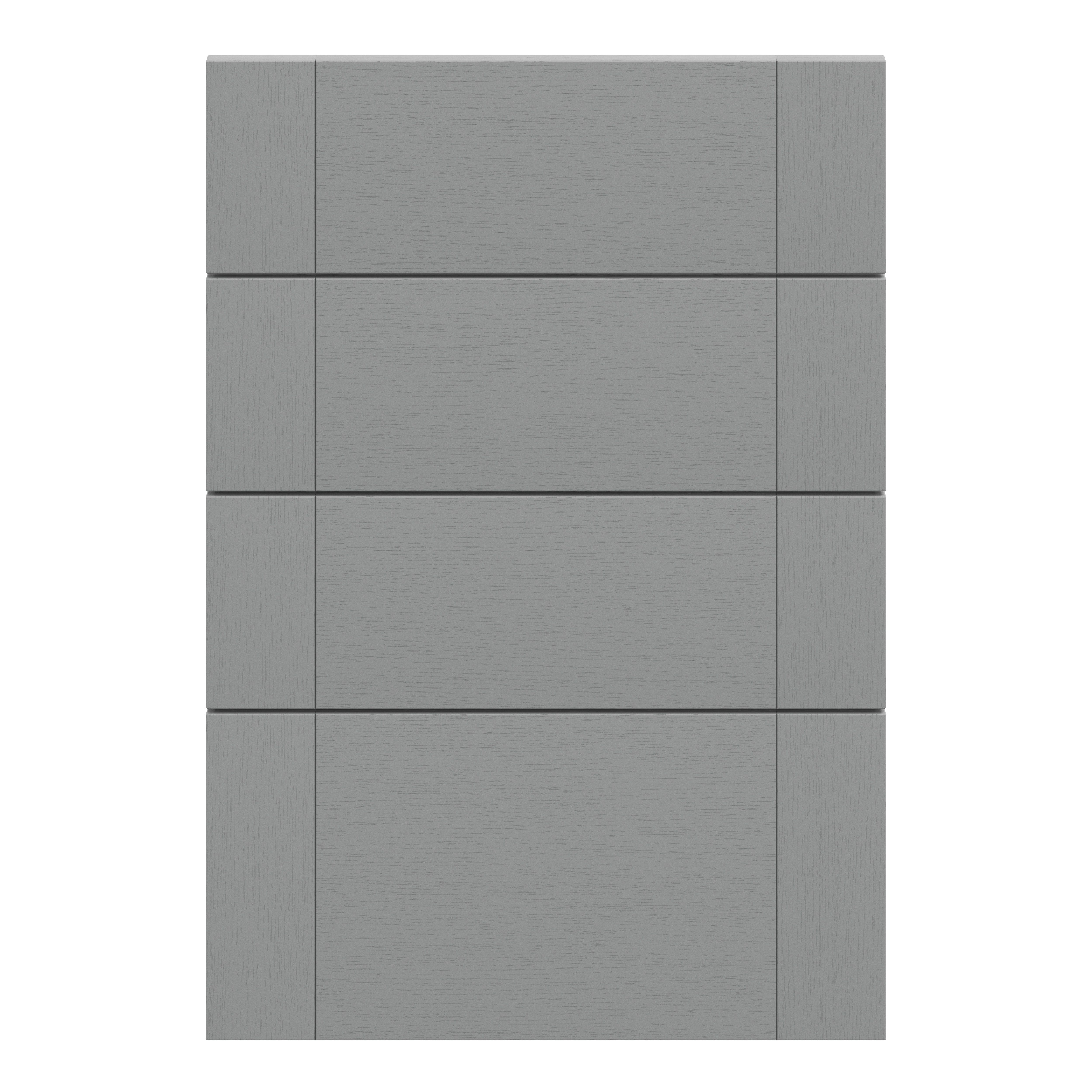 GoodHome Alpinia Painted Matt slate grey wood effect Drawer front, Pack of 4 (H)715mm (W)497mm (T)18mm